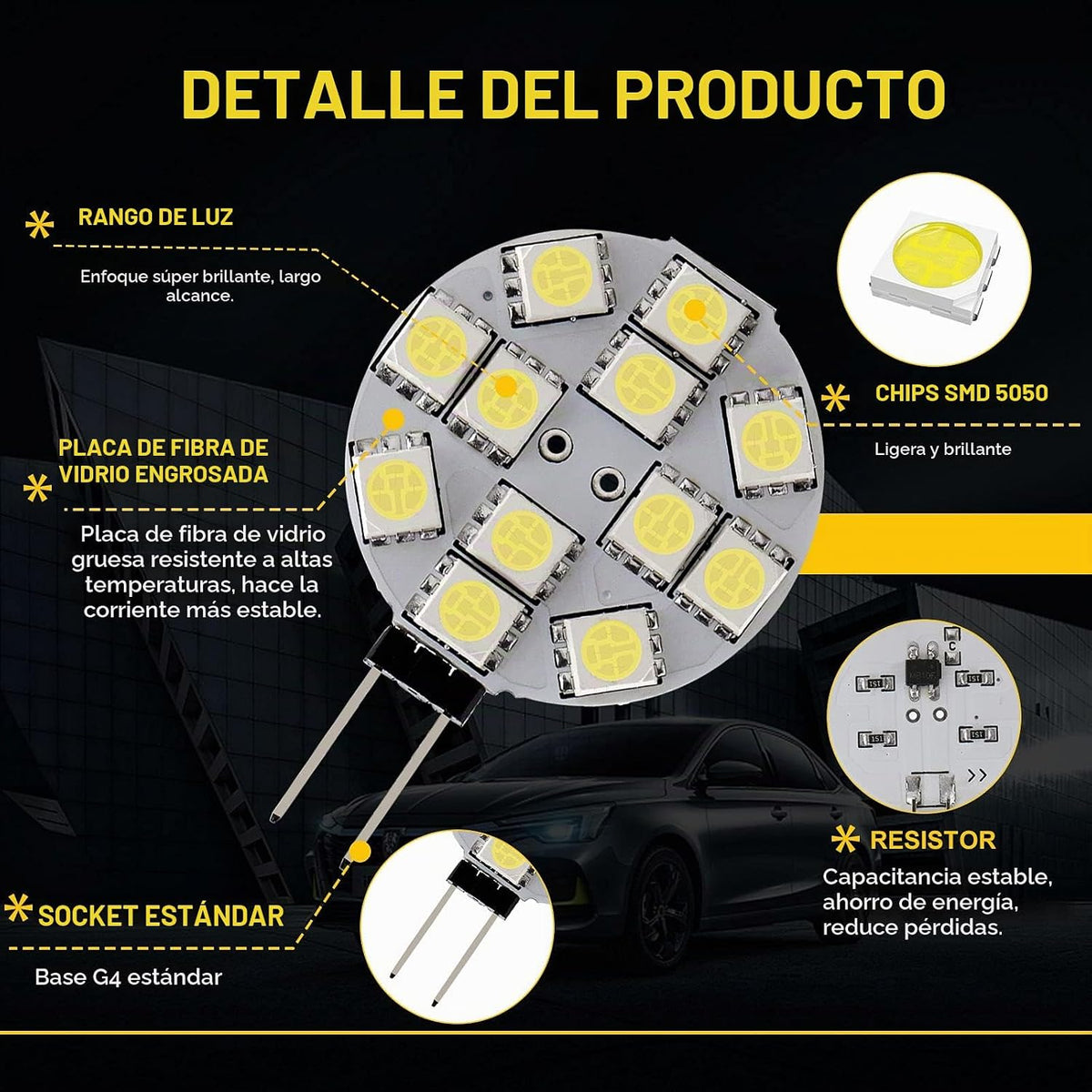 YM E-Bright Paquete de 12 bombillas LED G4 con base de pasador late...