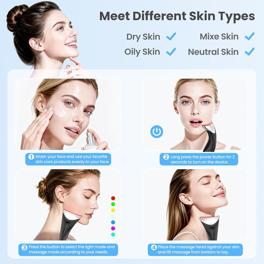 Dispositivo de belleza de cuello LED 7 en 1, herramienta de escultu...
