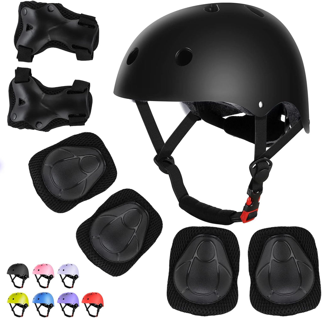 WayEee Juego de casco de bicicleta para niños, rodilleras, equipo d...