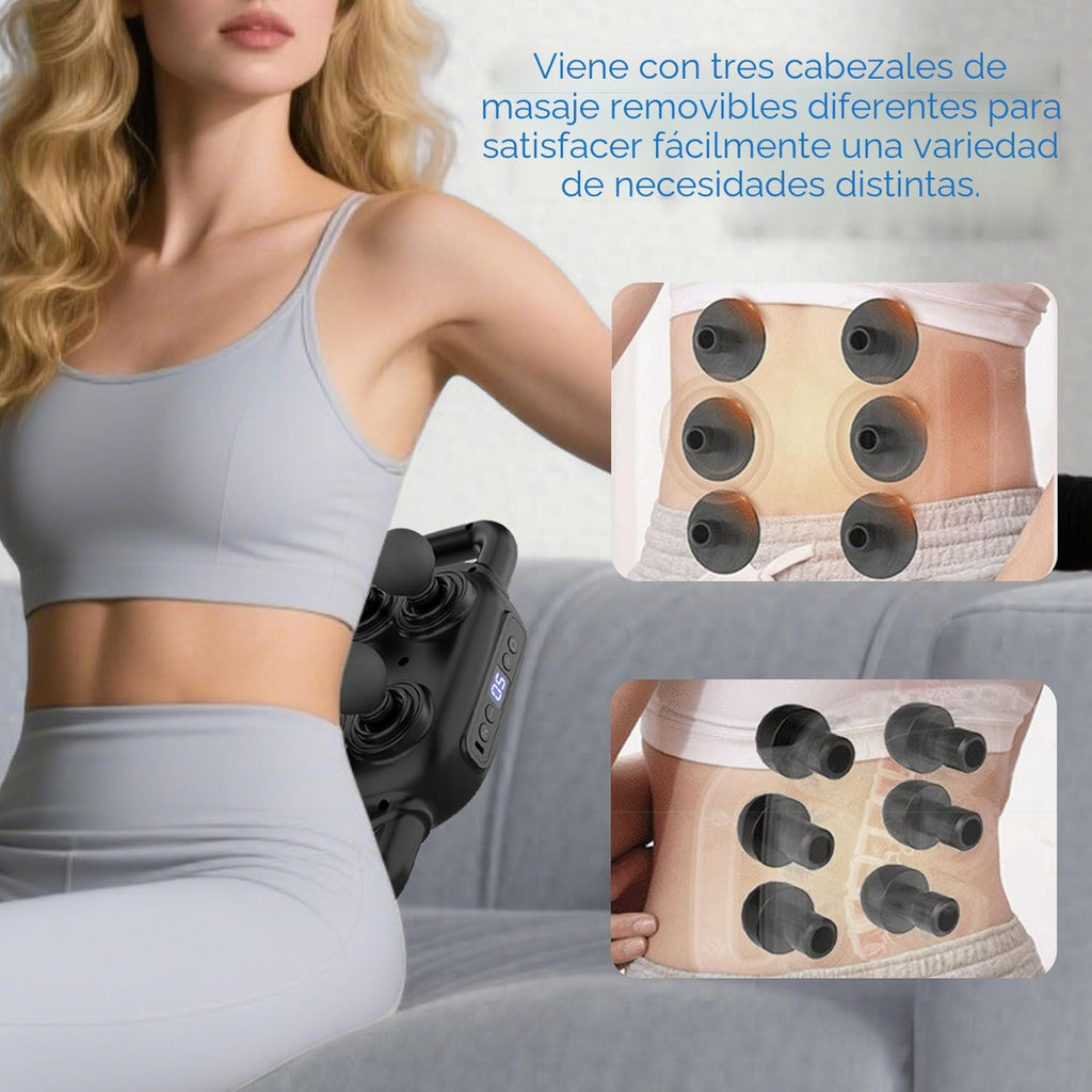 UFFAE Pistola de masaje de seis cabezas, 50 niveles de intensidad y...