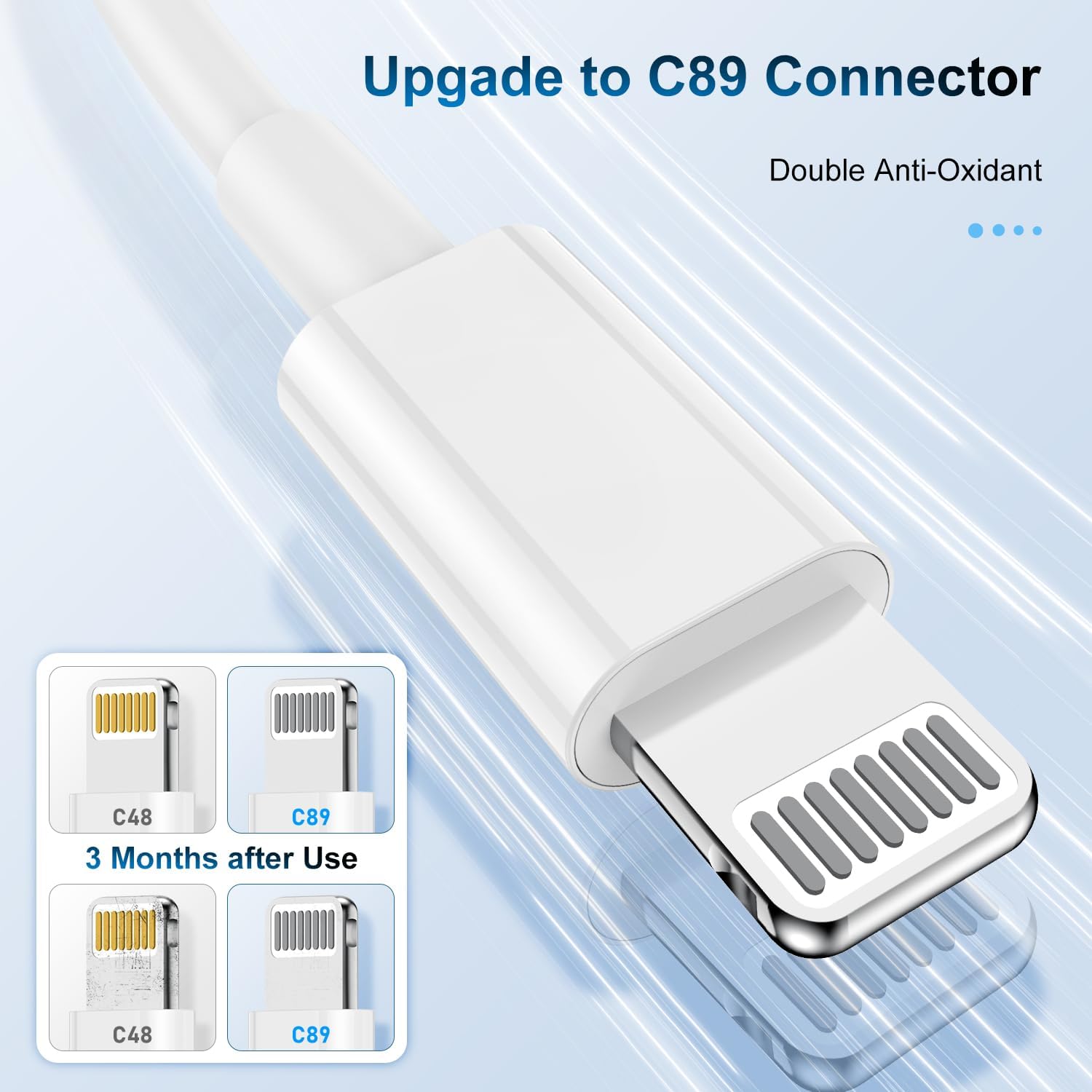 Paquete de 3 cables de carga de 6 pies con certificación MFi de App...