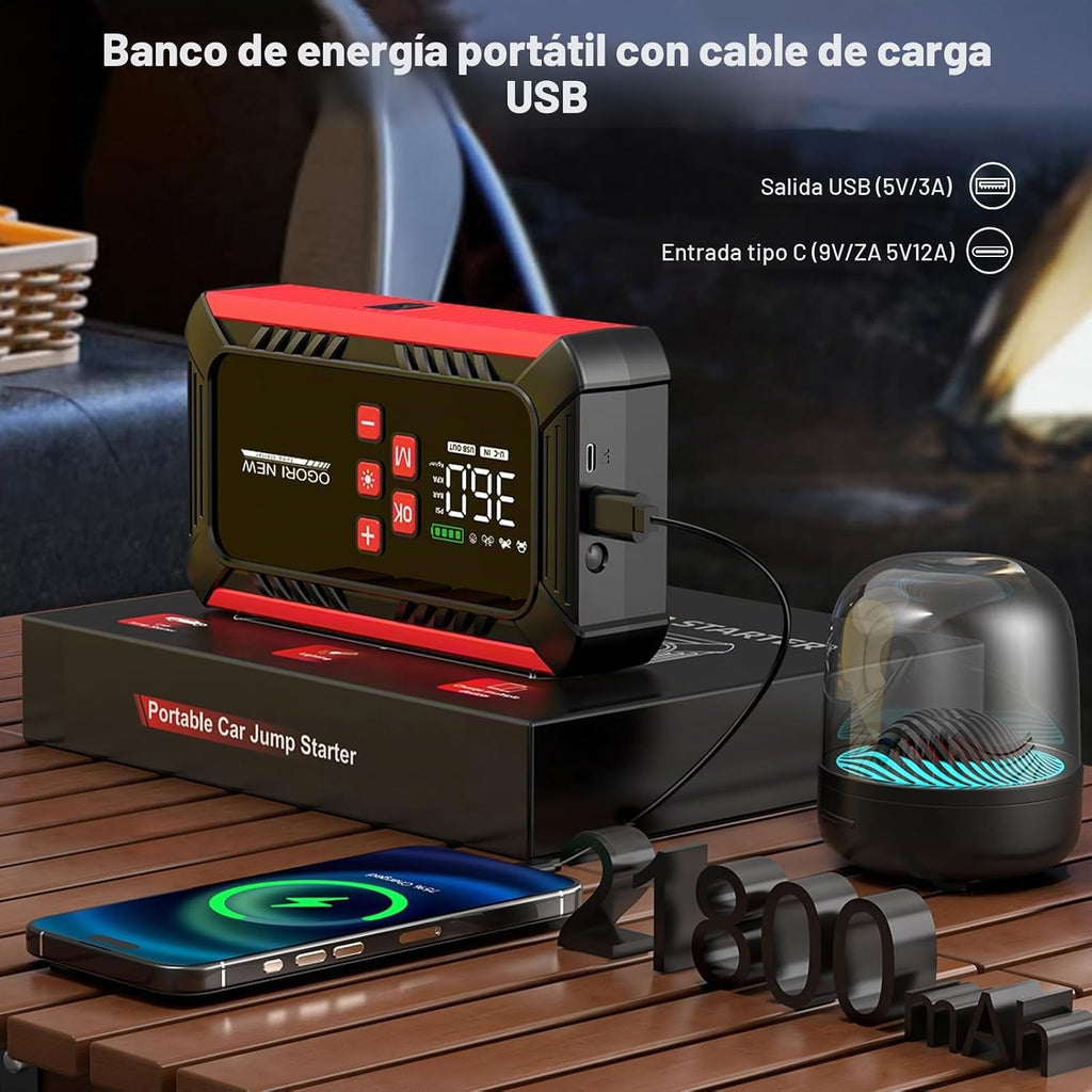 Arrancador de batería de 7000A con compresor de aire, arrancador de...