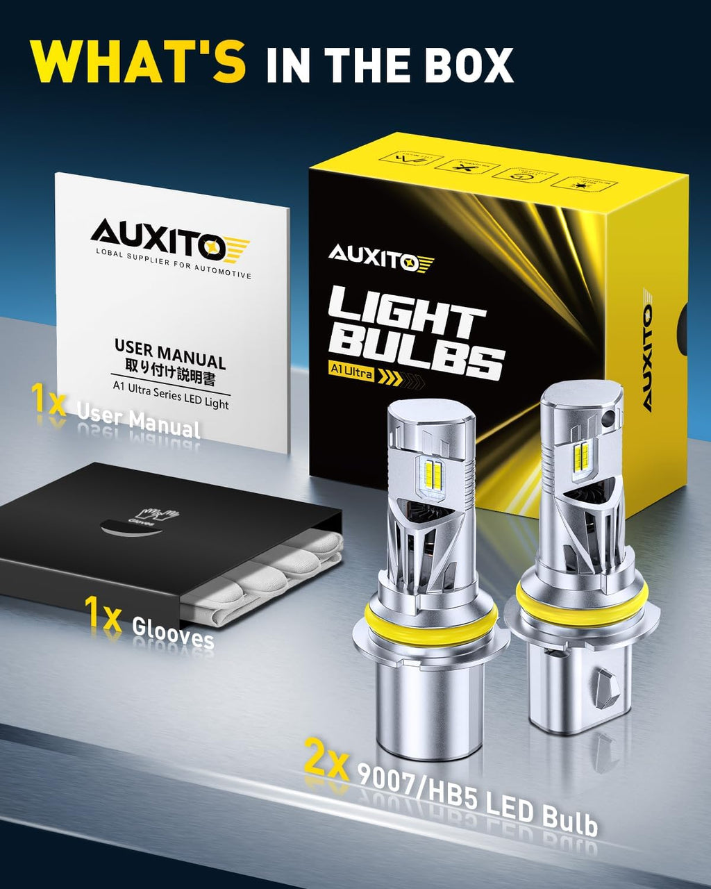 AUXITO Bombillas 9007 HB5, 50000LM 6500K blanco frío, listo para co...