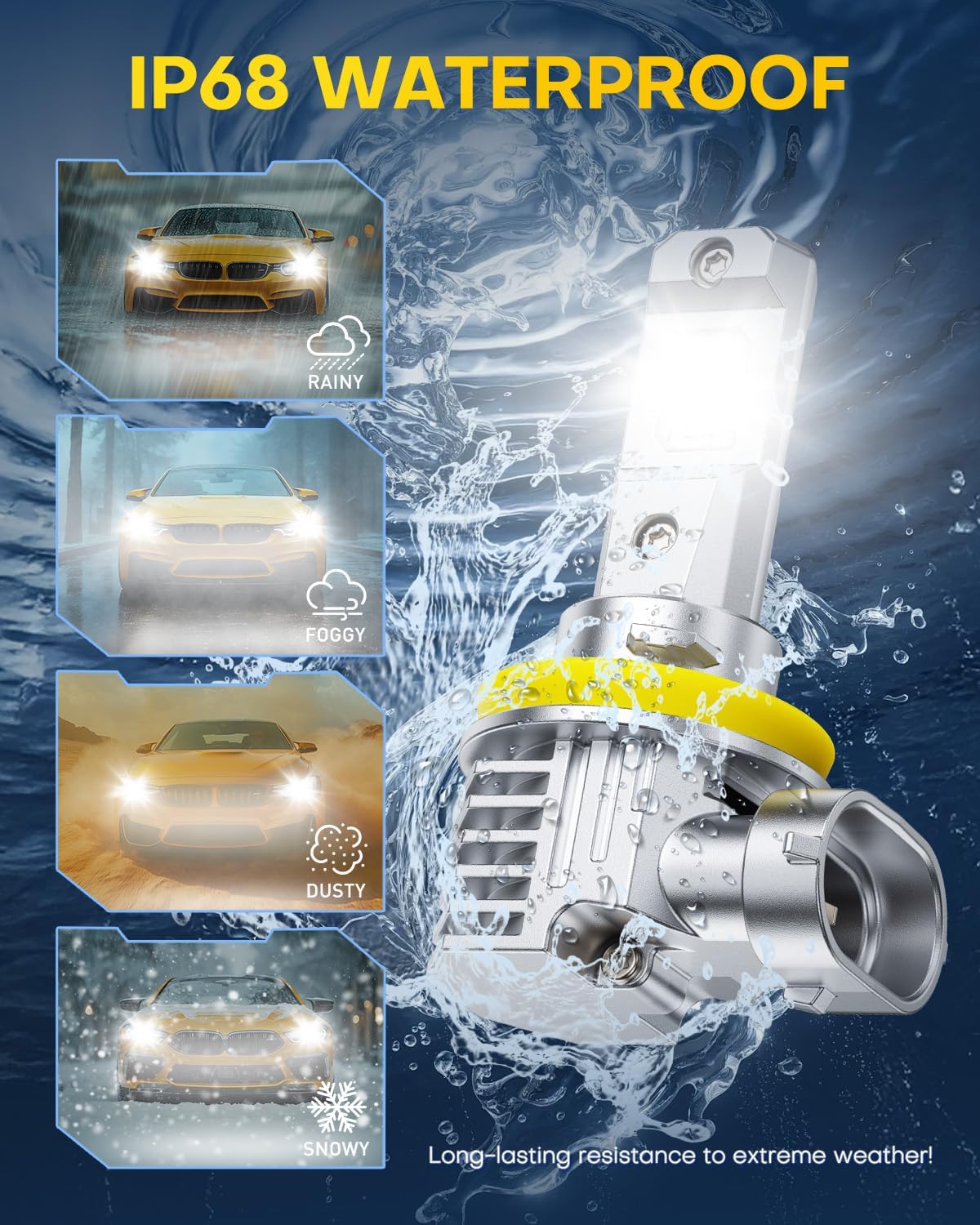 AUXITO Bombillas LED antiniebla H11 H16 H8 6500K blancas 1200% de b...