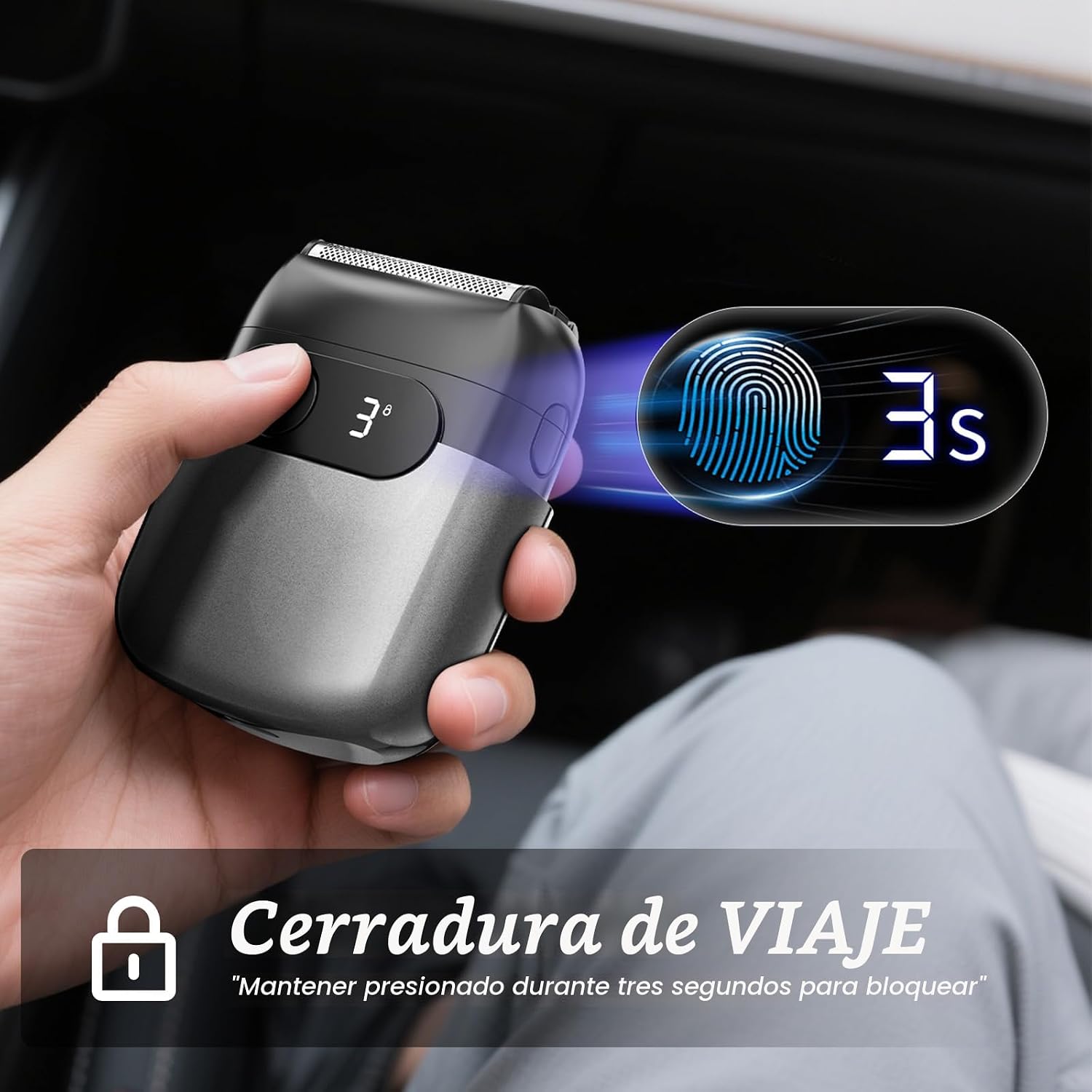 Afeitadora eléctrica de aluminio para hombres, cabezales de afeitad...