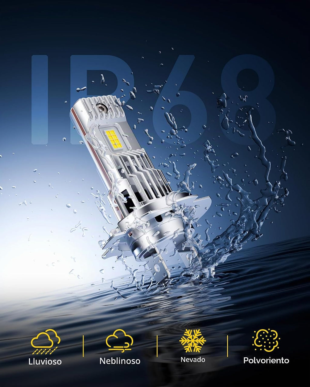 AUXITO Bombilla H7, brillo 10X 6500K blanco frío, dimensiones halóg...