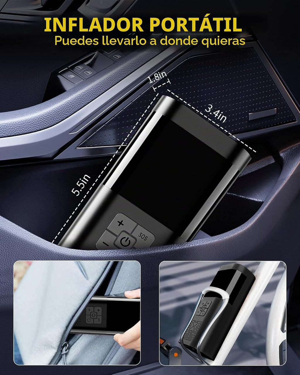 Arrancador de batería de coche de 12 V con cargador rápido de 65 W,...