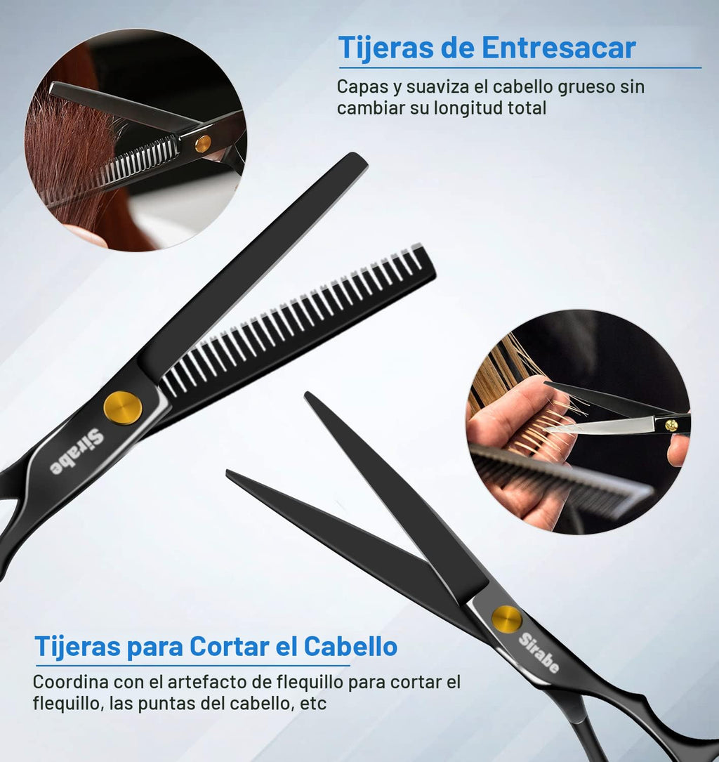 Sirabe Juego de 10 tijeras de corte de cabello, kit profesional de...