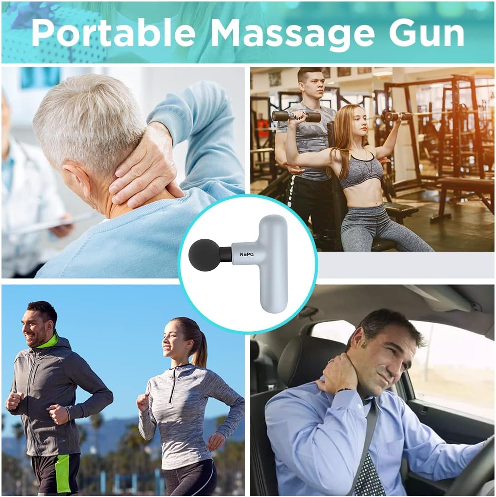 NEPQ Pistola de masaje mini, SK6 pistola fascial portátil de percus...