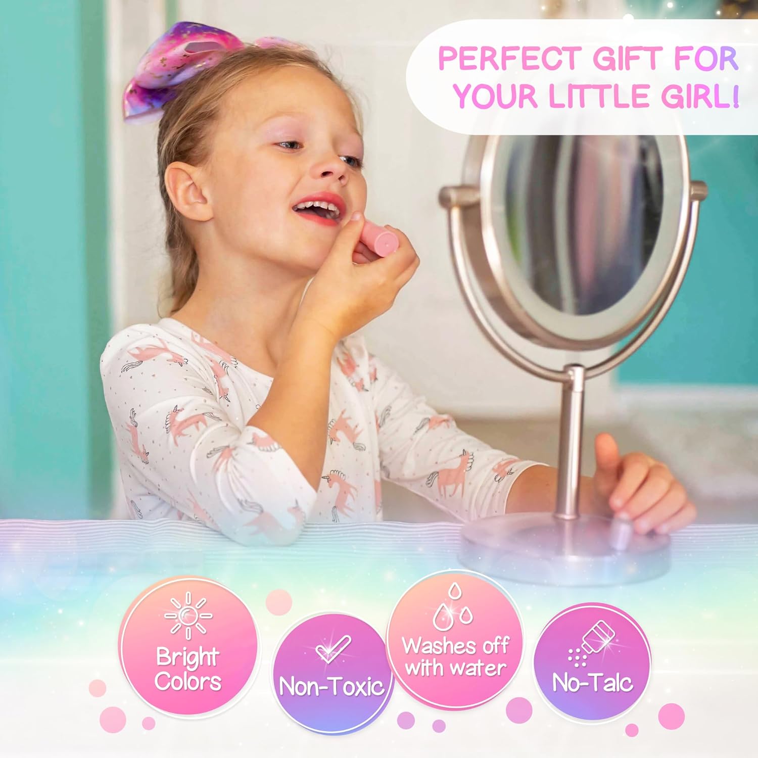 Kit de maquillaje real para niñas: sin talco, juego de maquillaje l...
