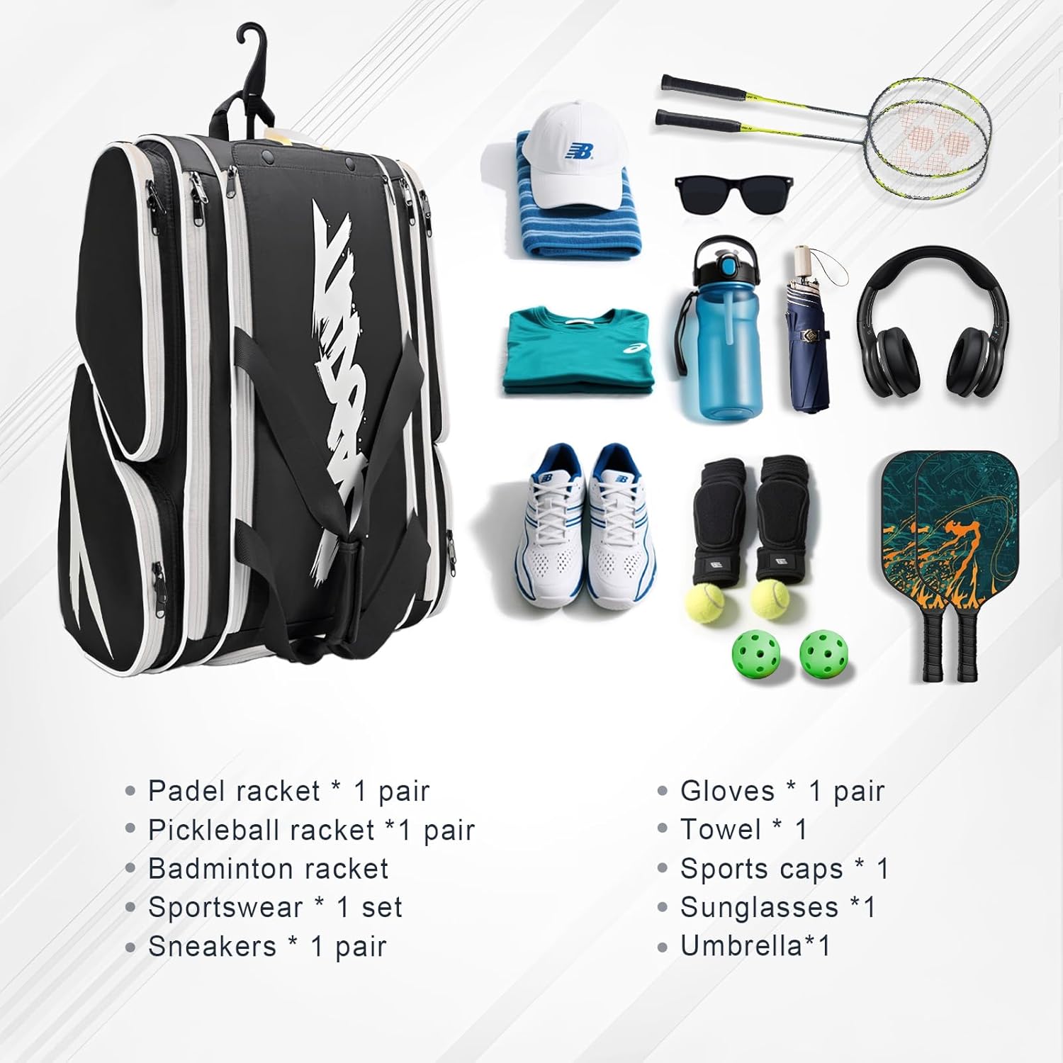 TILDOSAC Bolsa de pickleball \u2013 Bolsa grande de paleta para 4 p...