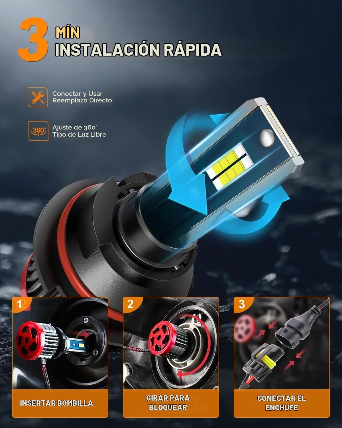 FITMOTORS Bombillas 9007\/HB5, 80 W, 16000 lúmenes brillantes, luz...