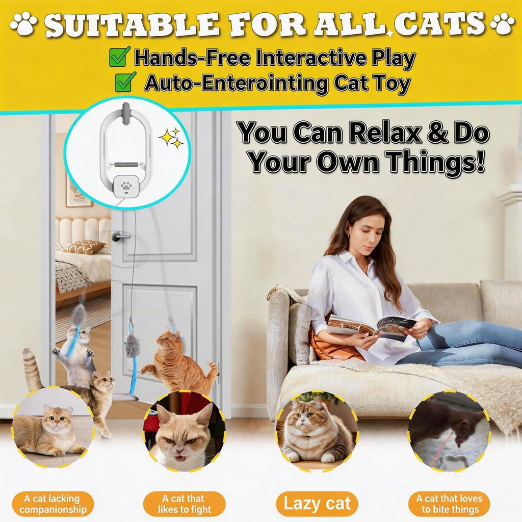 HAPPYCODE Juguete interactivo para gatos, juguete eléctrico recarga...