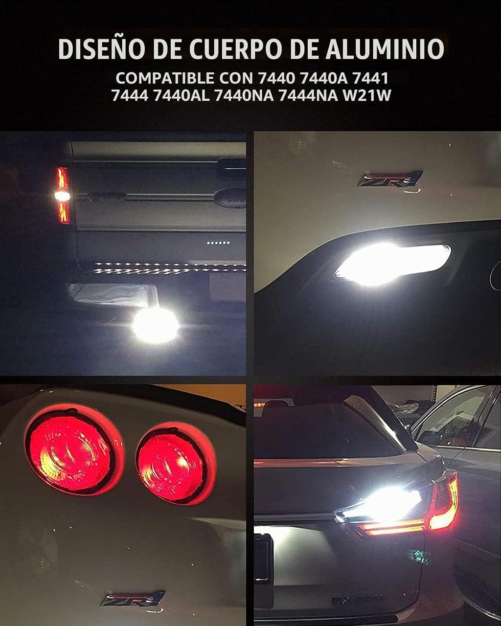 SEALIGHT Bombilla LED 7440 7443, 6000K blanco brillante 3000LM para...