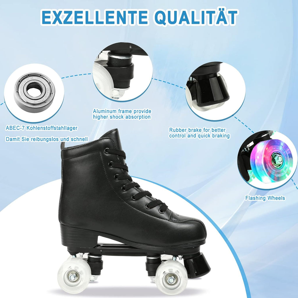 Jessie - Patines de piel sintética ajustables de cuatro ruedas de a...