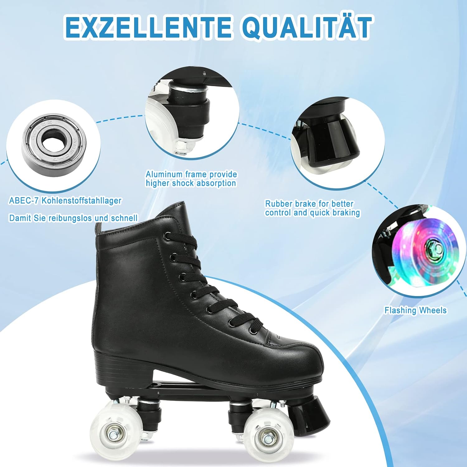 Jessie - Patines de piel sintética ajustables de cuatro ruedas de a...