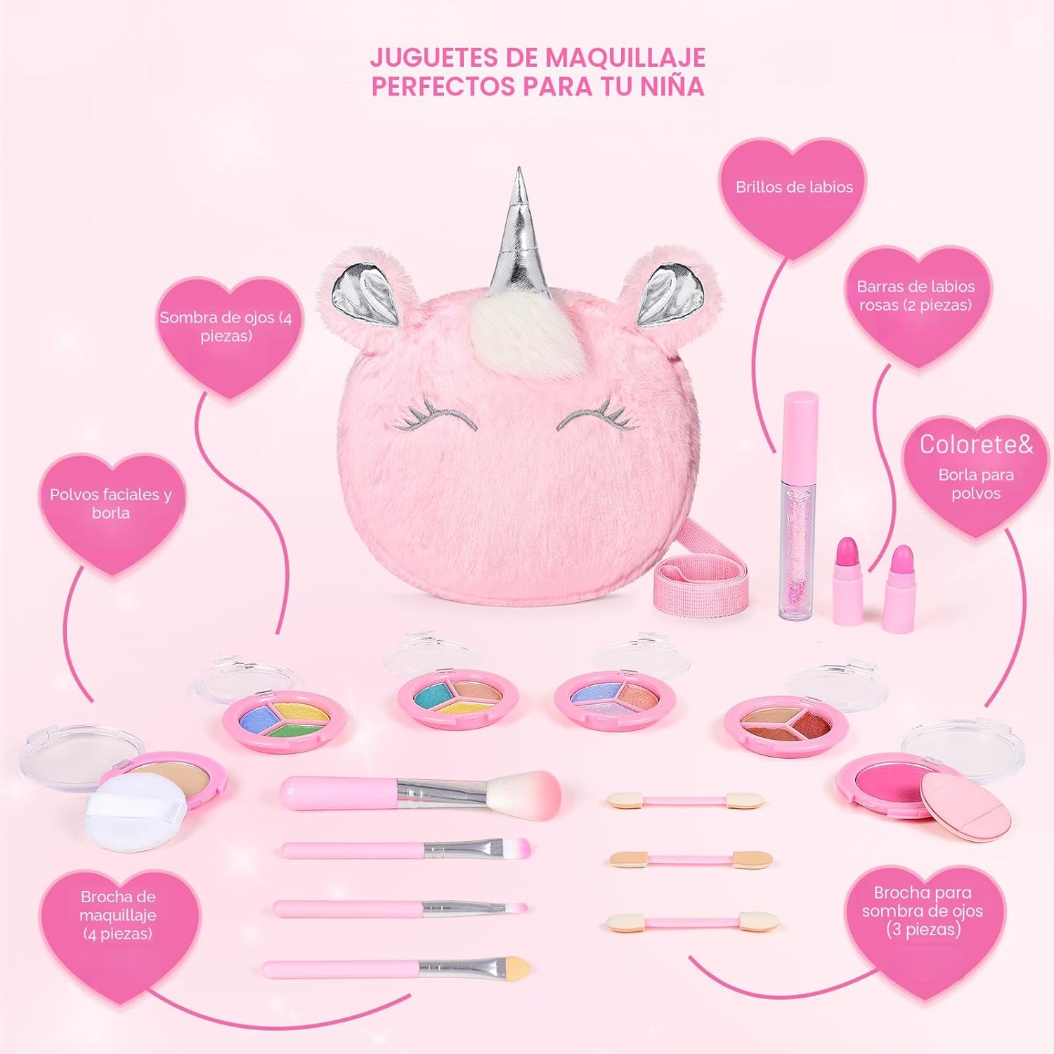 Kit de maquillaje real para niñas de 3 a 10 años: juego de juguetes...