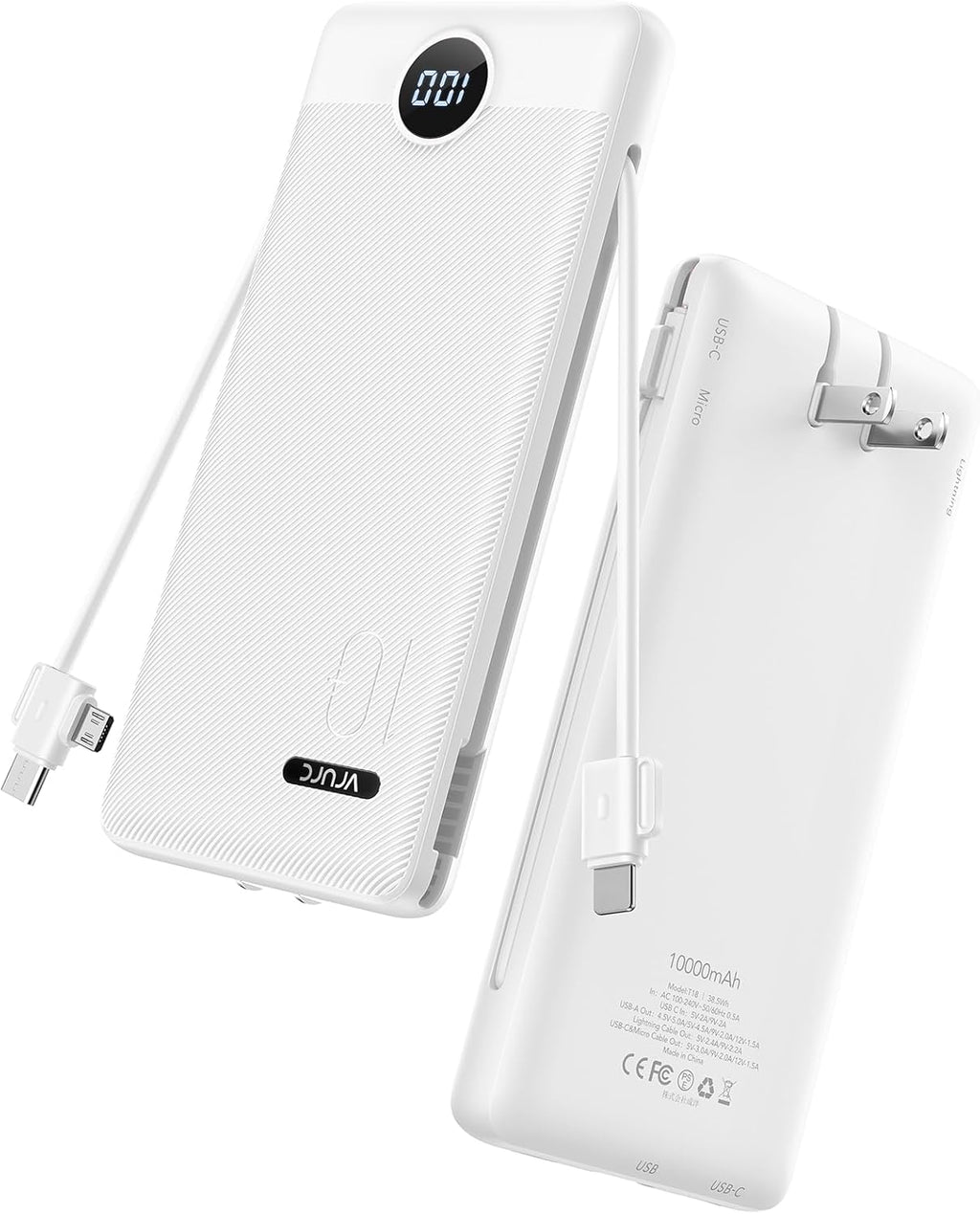 VRURC Cargador Portátil con Enchufe de Pared, 10000mAh Cargador Por...