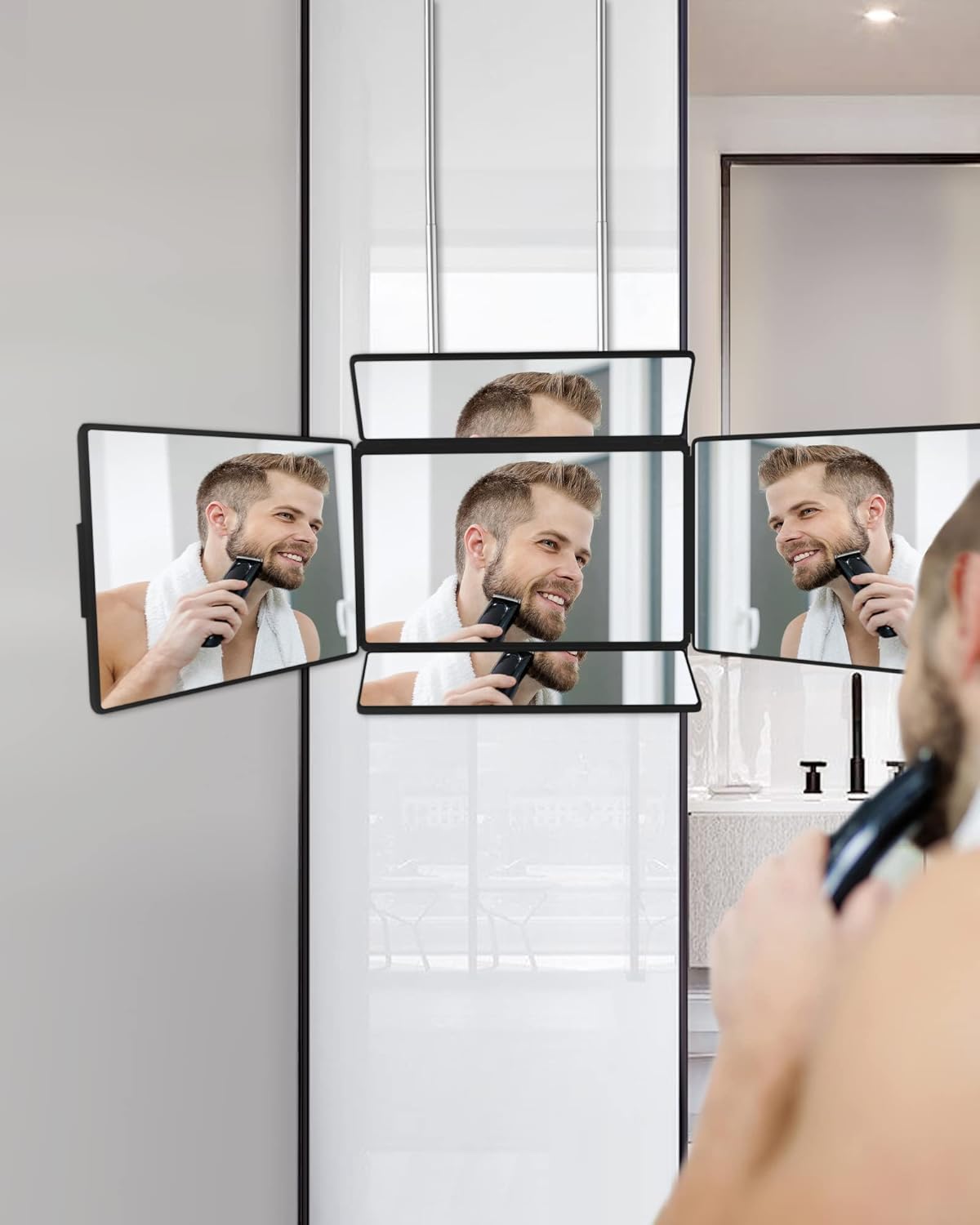 Espejo de 5 vías para cortar y afeitar el cabello, espejo de maquil...