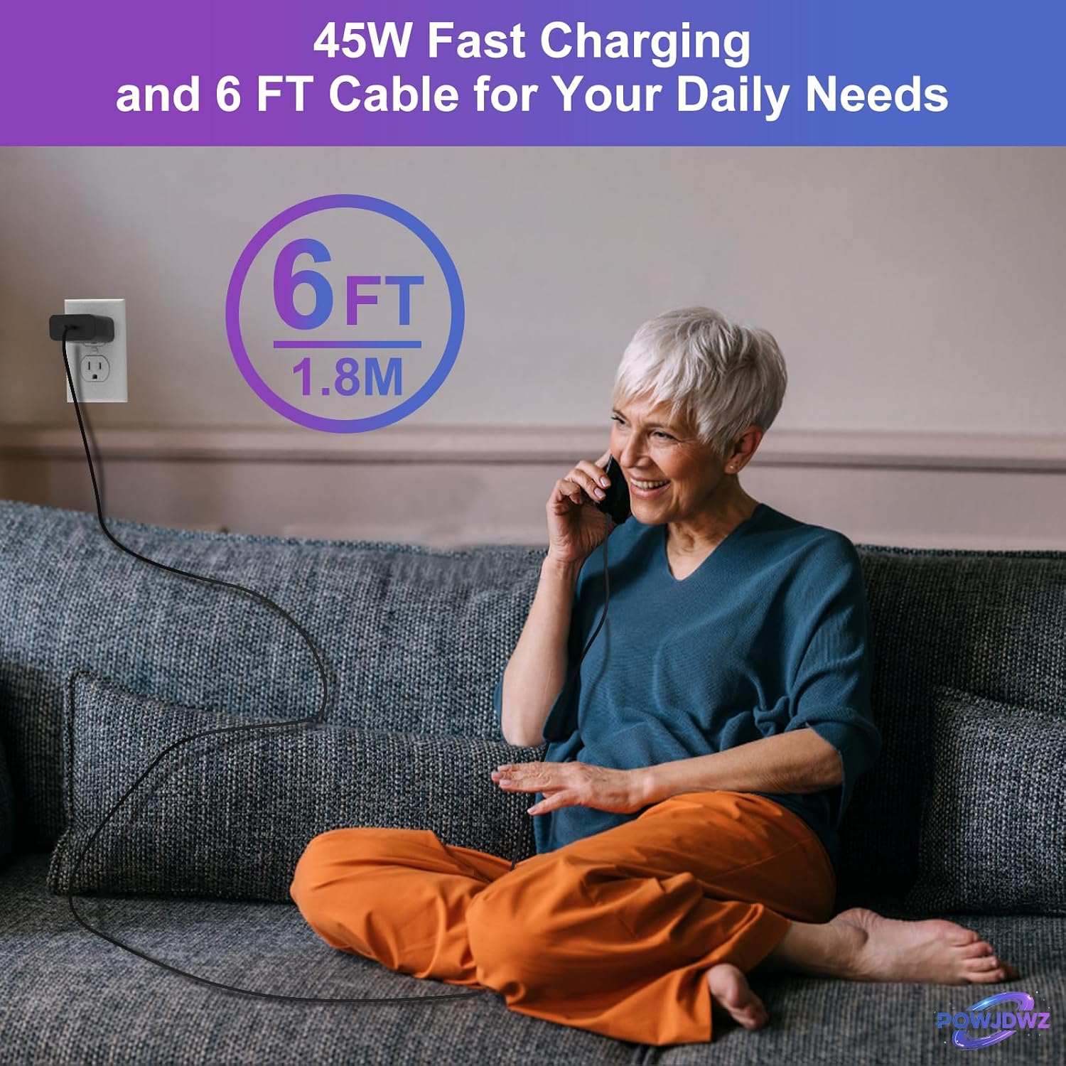 POWJDWZ Cargador USB C de 45 W, carga súper rápida tipo C compatibl...