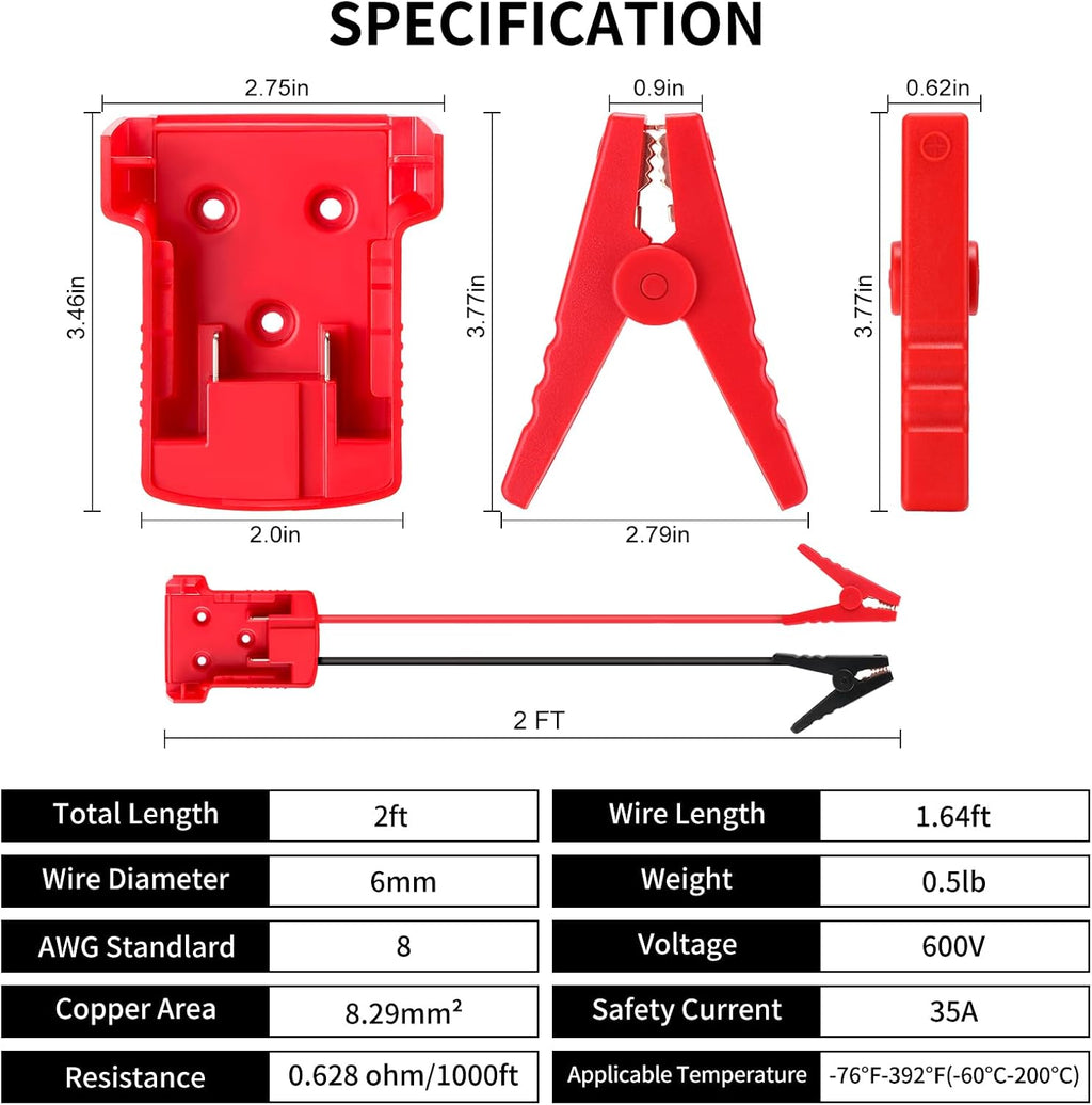 Cables de arranque para batería Milwaukee M18 de 18 V, cable de ref...