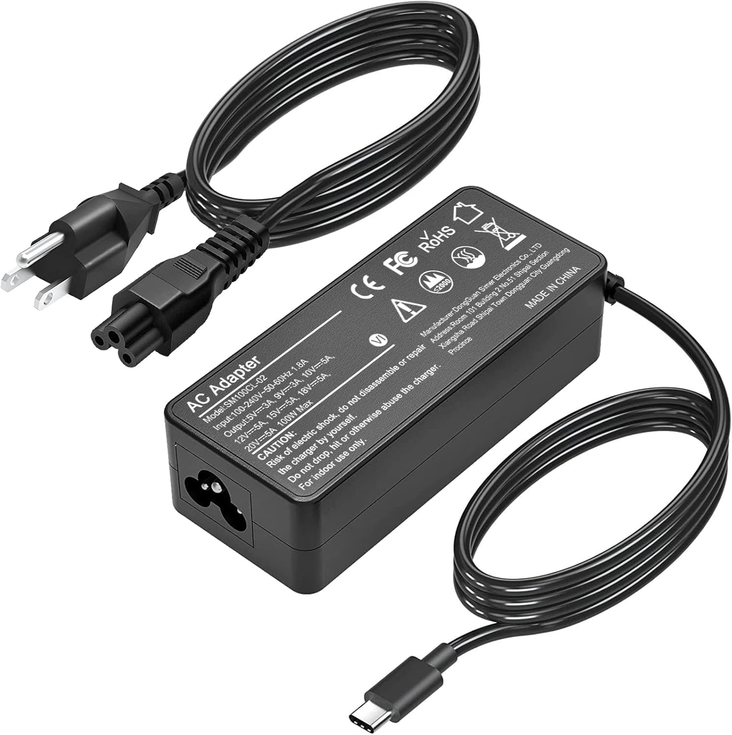 Adaptador de corriente USB-C universal de 100W, cargador rápido, co...