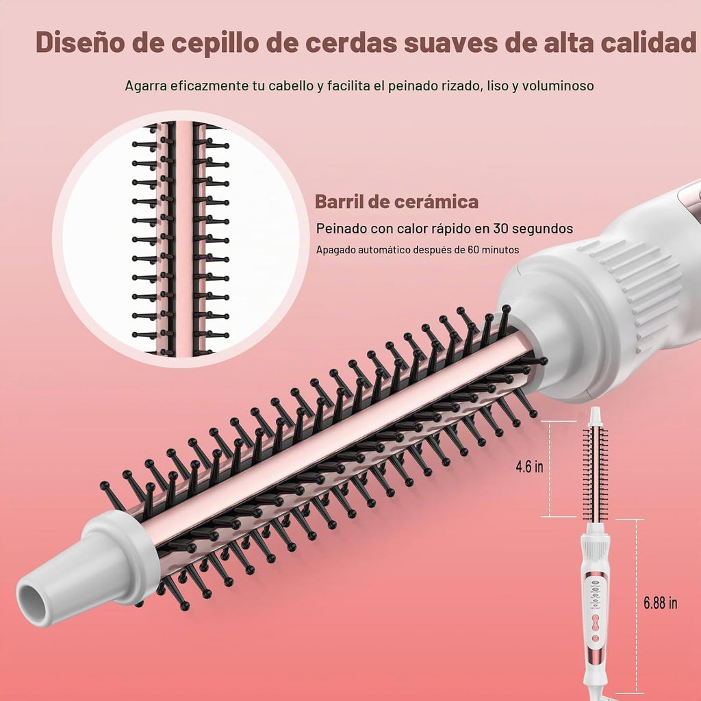 DENVEK Cepillo redondo con calefacción, iones de turmalina de cerám...