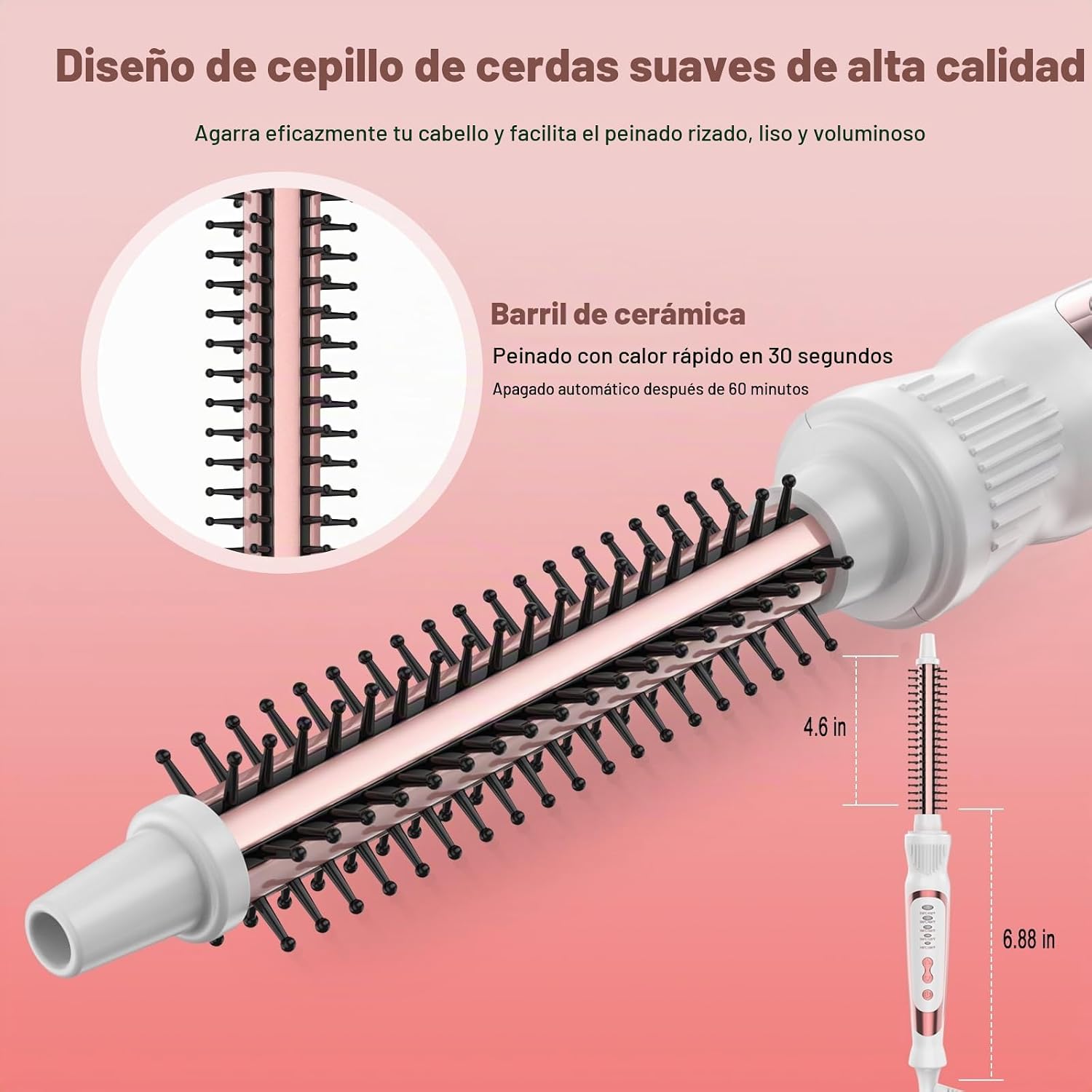 DENVEK Cepillo redondo con calefacción, iones de turmalina de cerám...