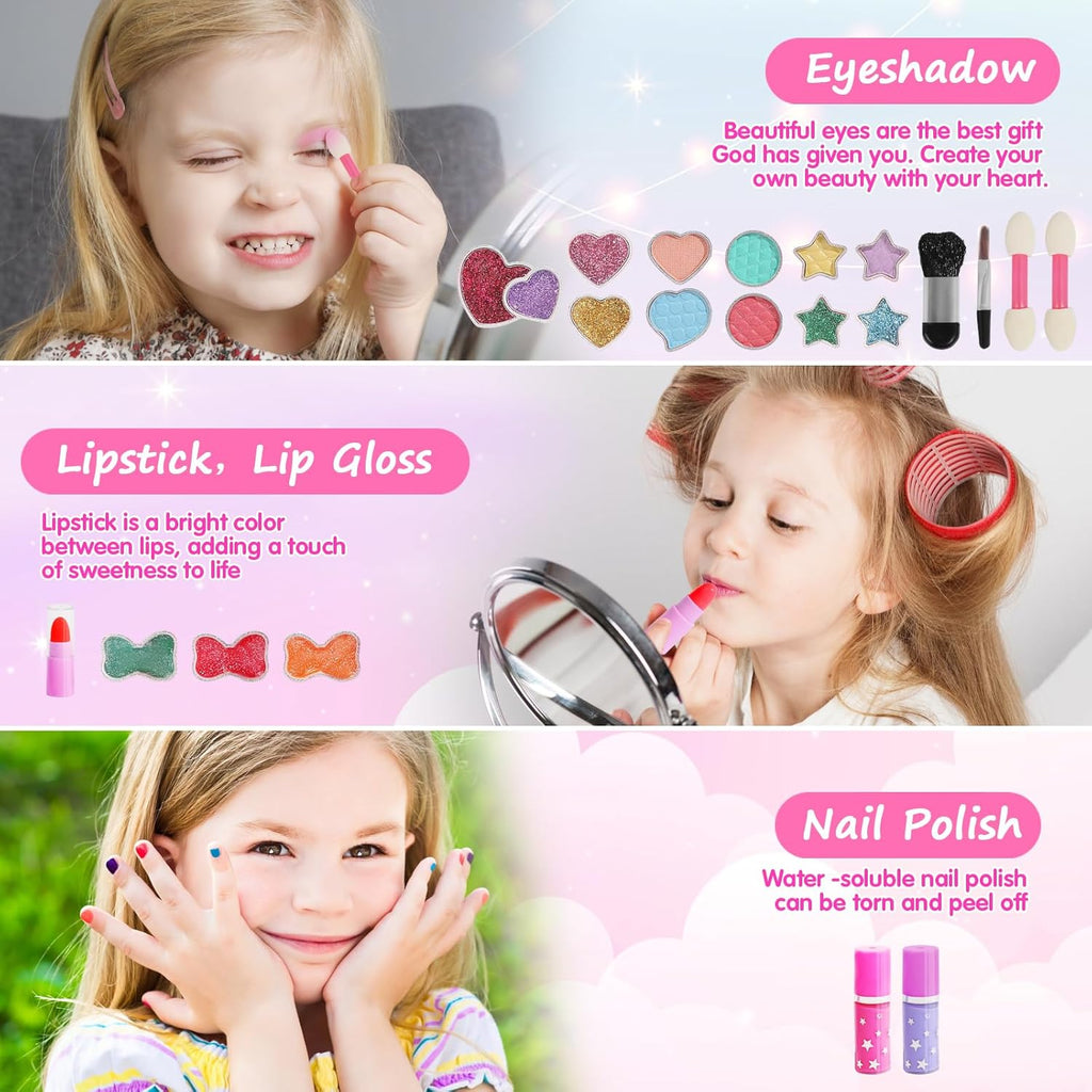 Topsolid Kit de maquillaje para niñas, maquillaje real lavable para...