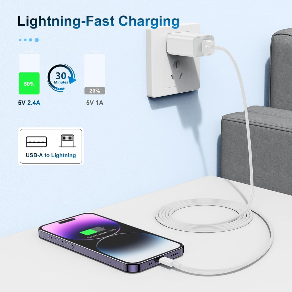 Paquete de 3 cables de carga de 6 pies con certificación MFi de App...