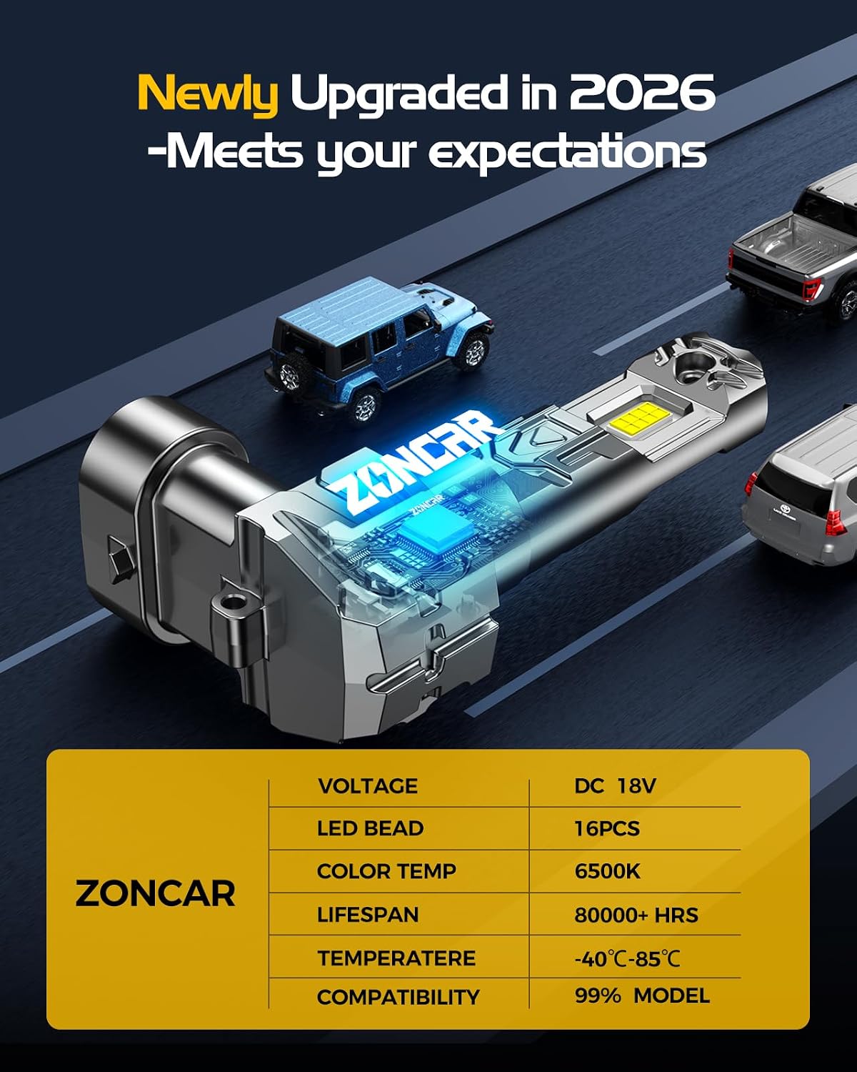 ZonCar Bombillas 9005, 8 luces ultra brillantes HB3 9005, bombillas...