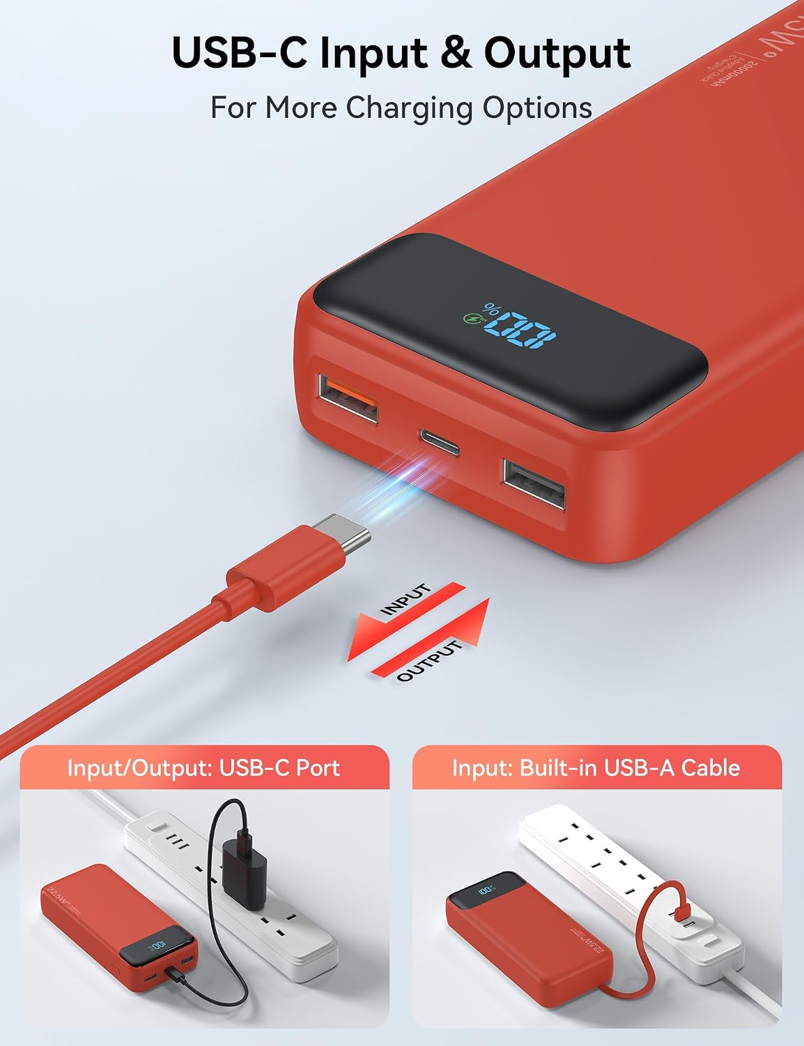 Cargador portátil, 20000 mAh 22.5 W, cargador de energía de carga r...