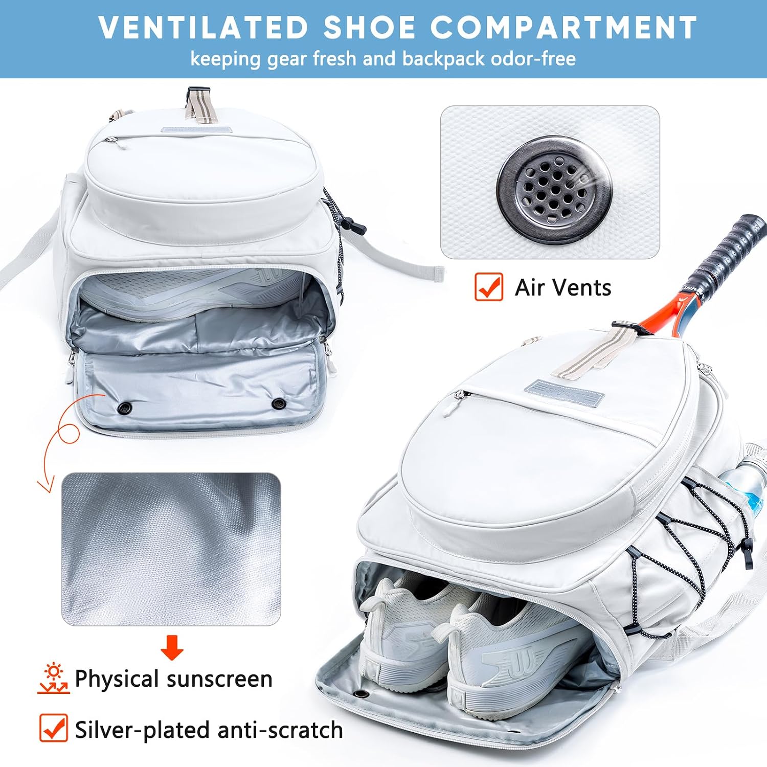 SPORJET Mochila de Tenis con Soporte para 2 Raquetas, Bolsa de Raqu...