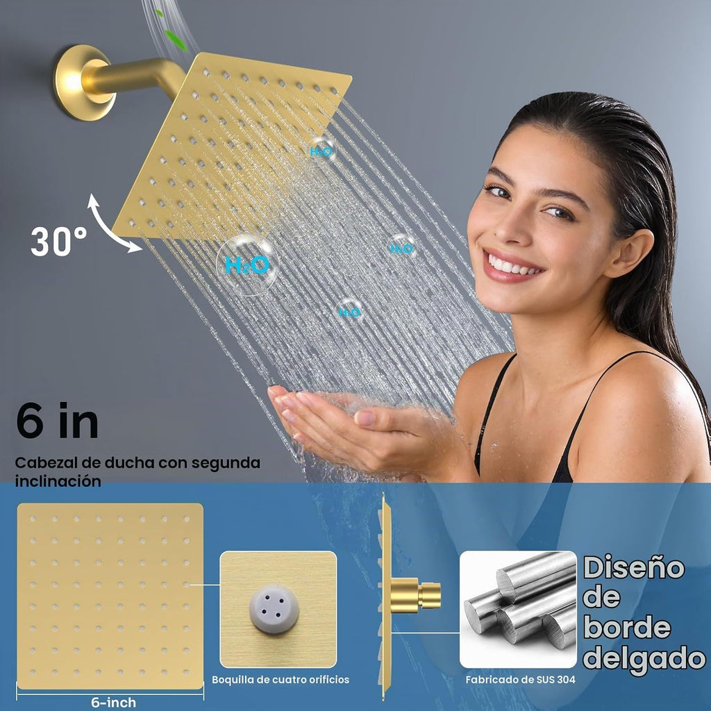 Sistema de ducha termostático de 16 pulgadas, juego de fuacet de du...