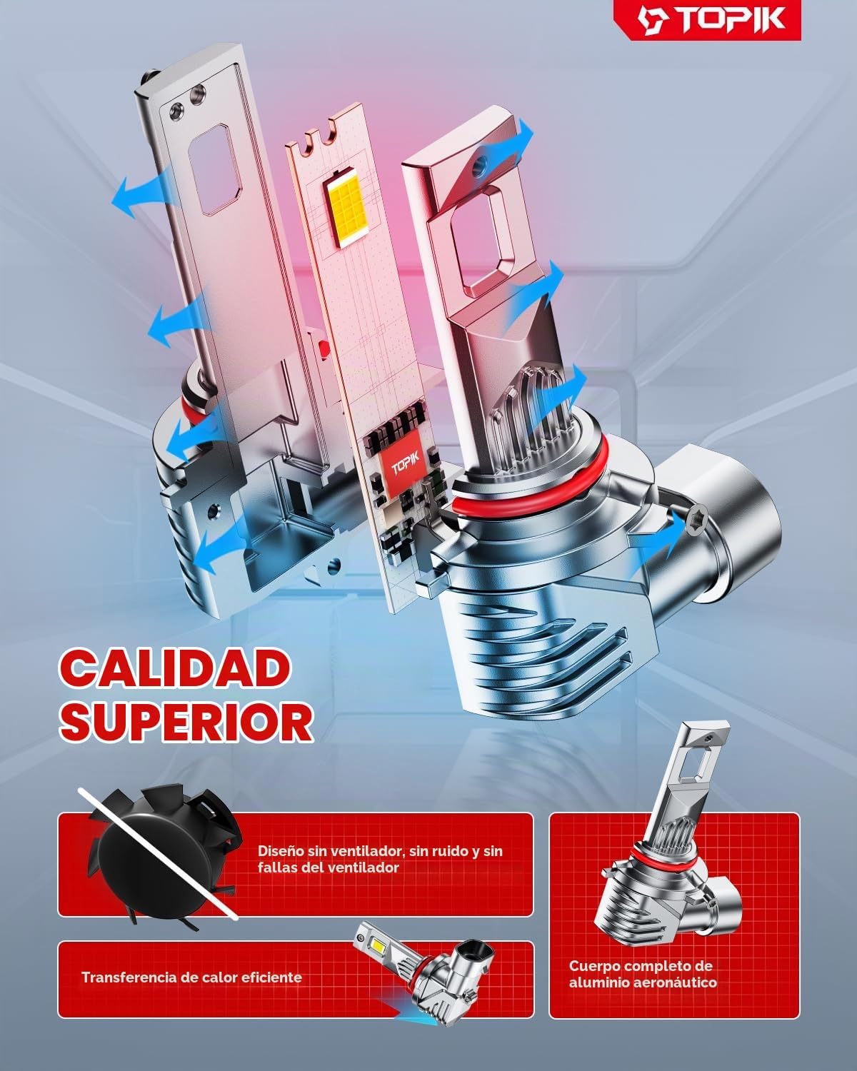 TOPIK Bombilla LED 9005\/HB3, 900% más brillante y más clara que la...