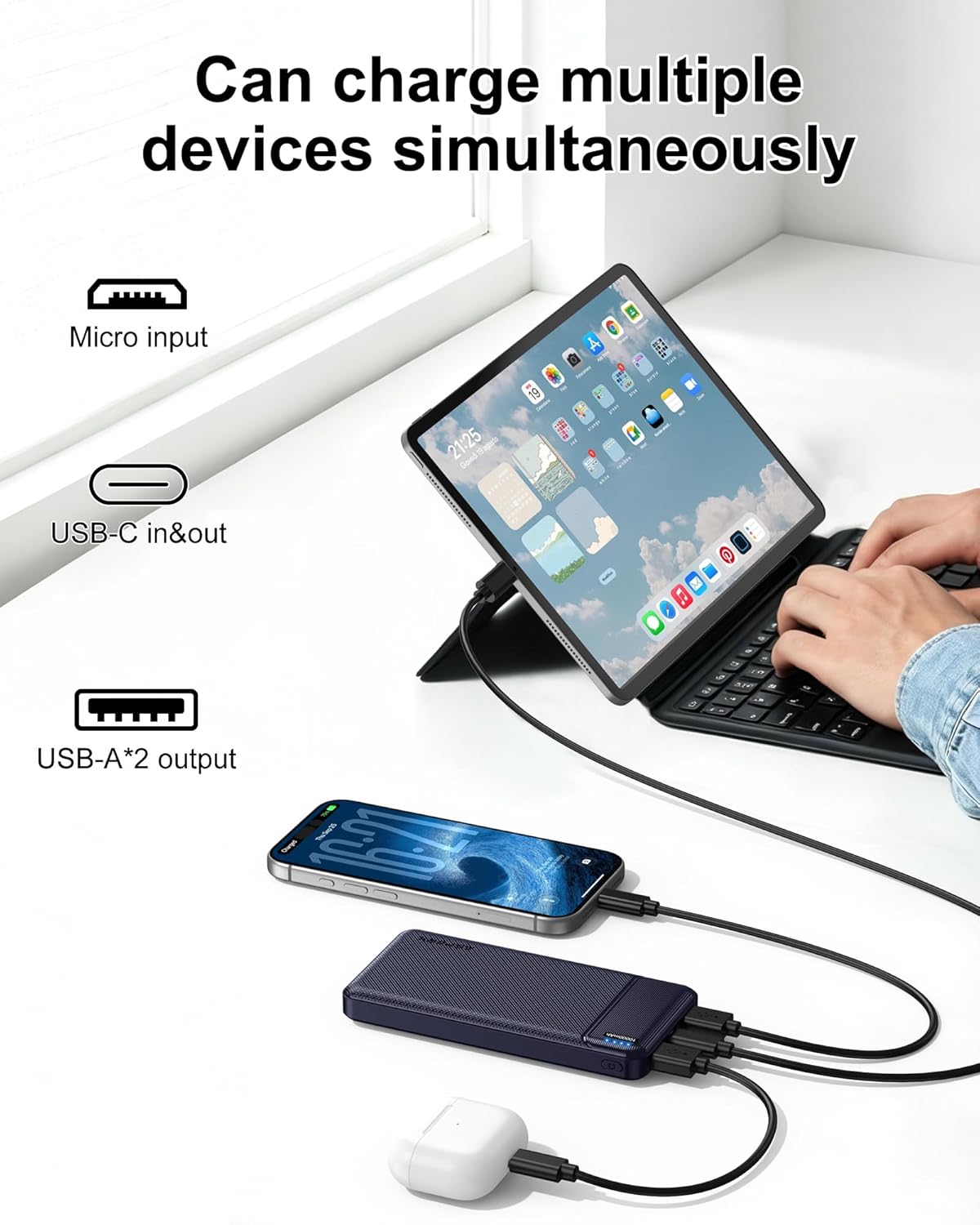 AsperX Paquete de 2 Cargadores Portátiles de 10000mAh con Salida US...