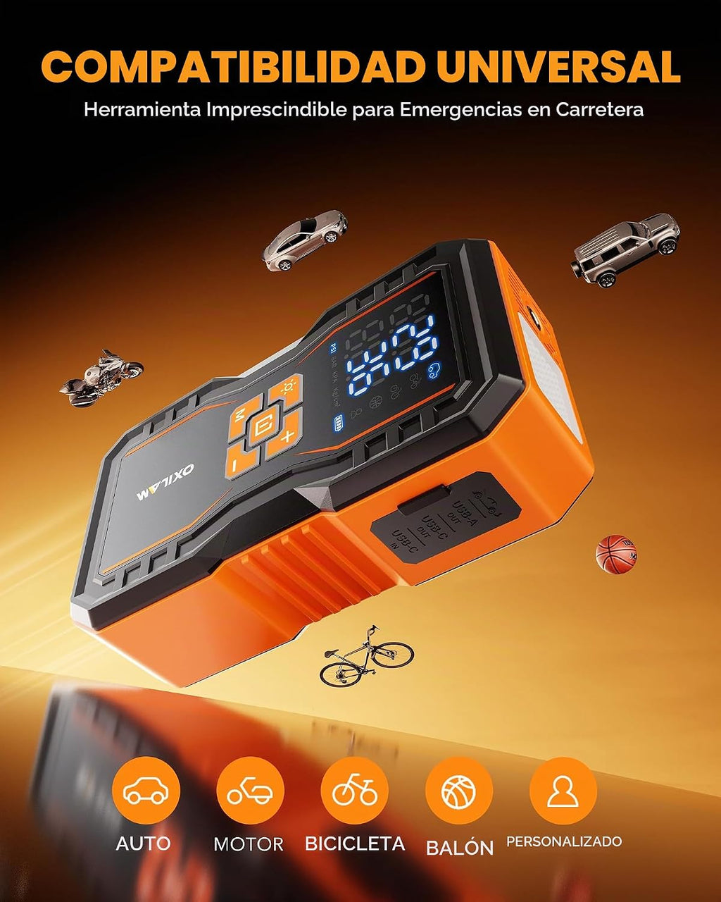 OXILAM Arrancador de salto de 7000 A con compresor de aire de 160 P...