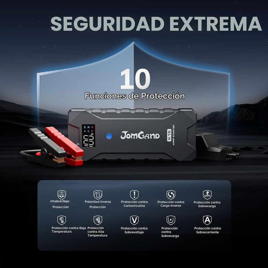 JOMGAND Arrancador K15 extremadamente seguro, batería de coche de 2...