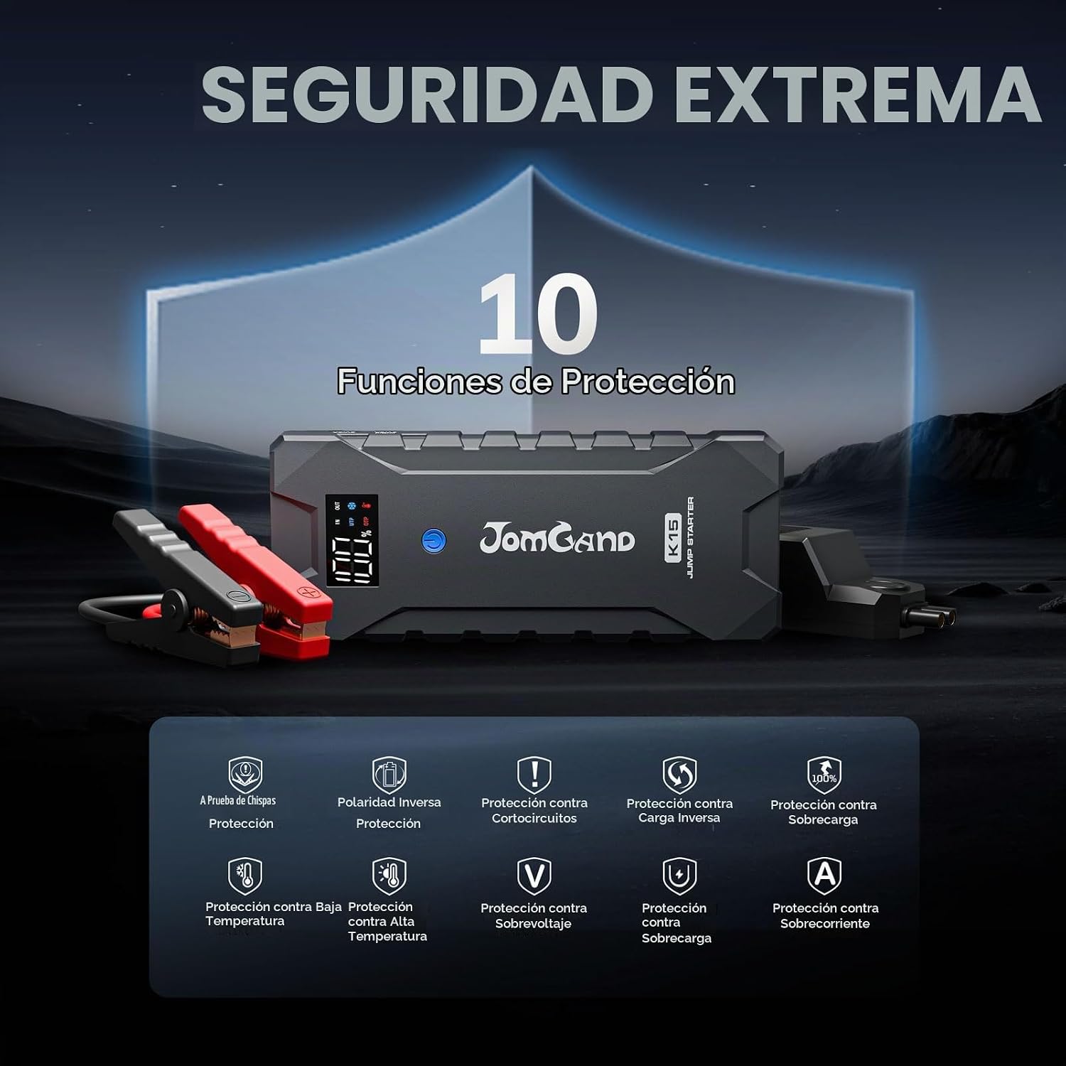 JOMGAND Arrancador K15 extremadamente seguro, batería de coche de 2...