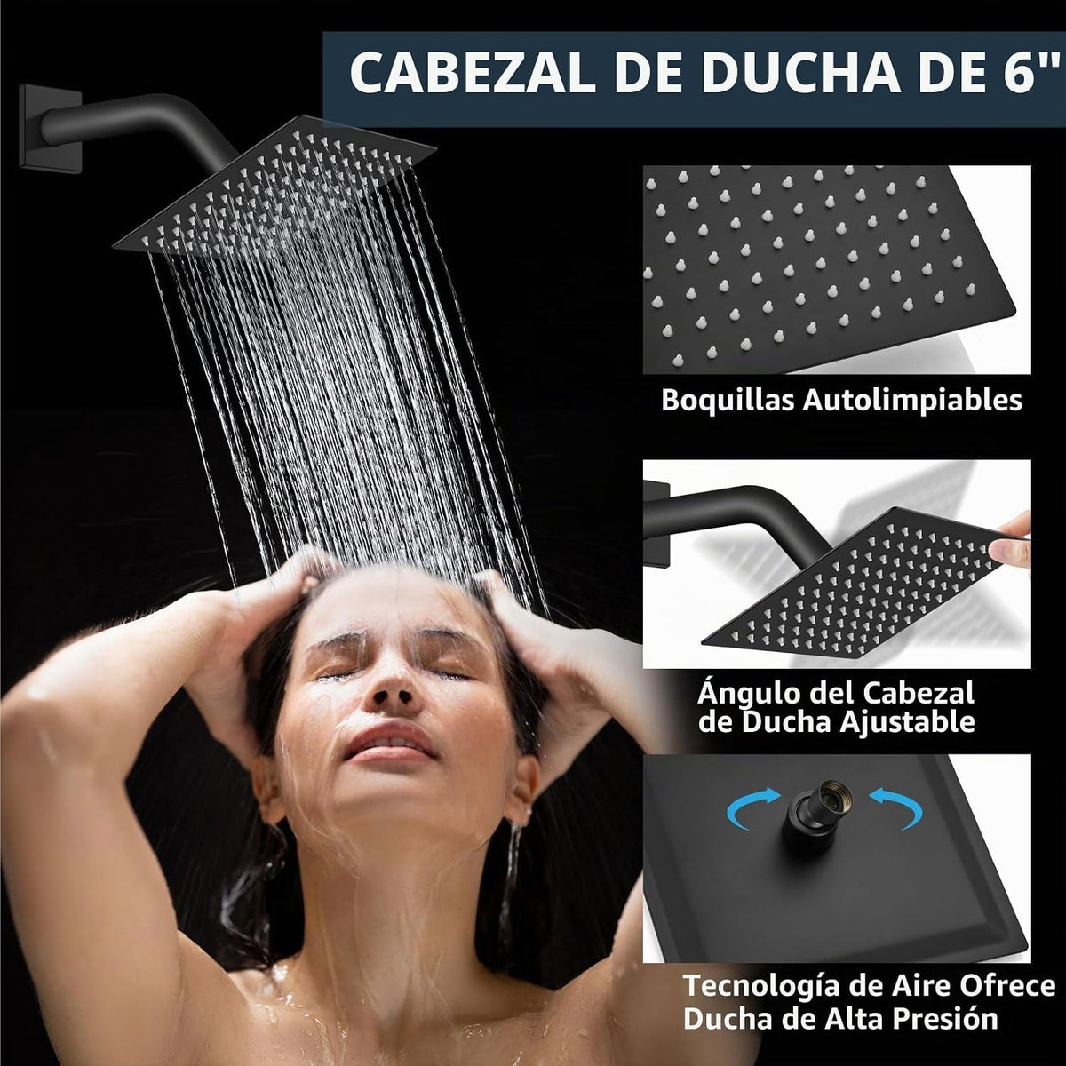 Aolemi - Juego de grifo de ducha de techo con doble cabezal de 12 y...
