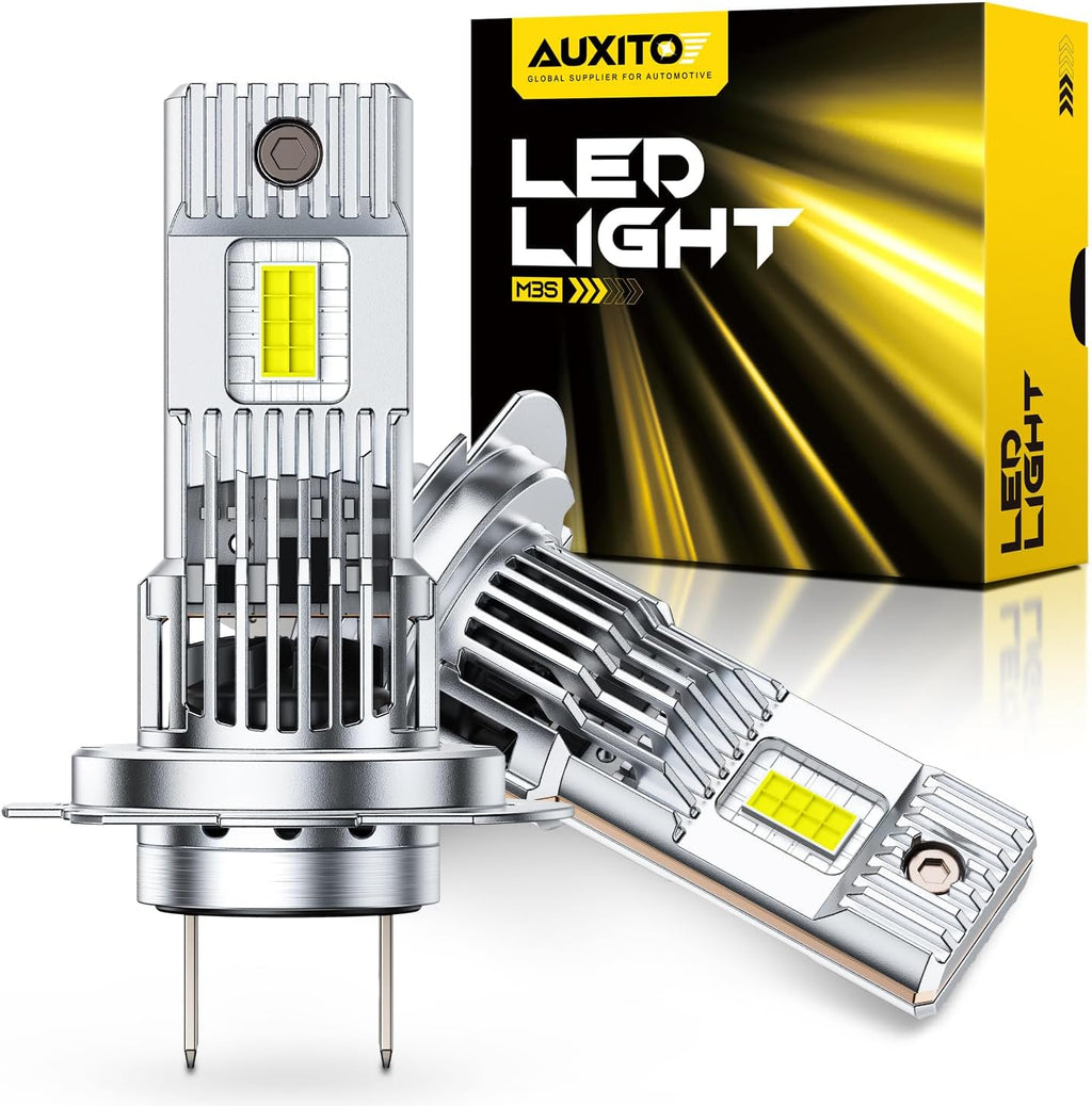 AUXITO Bombilla H7, brillo 10X 6500K blanco frío, dimensiones halóg...