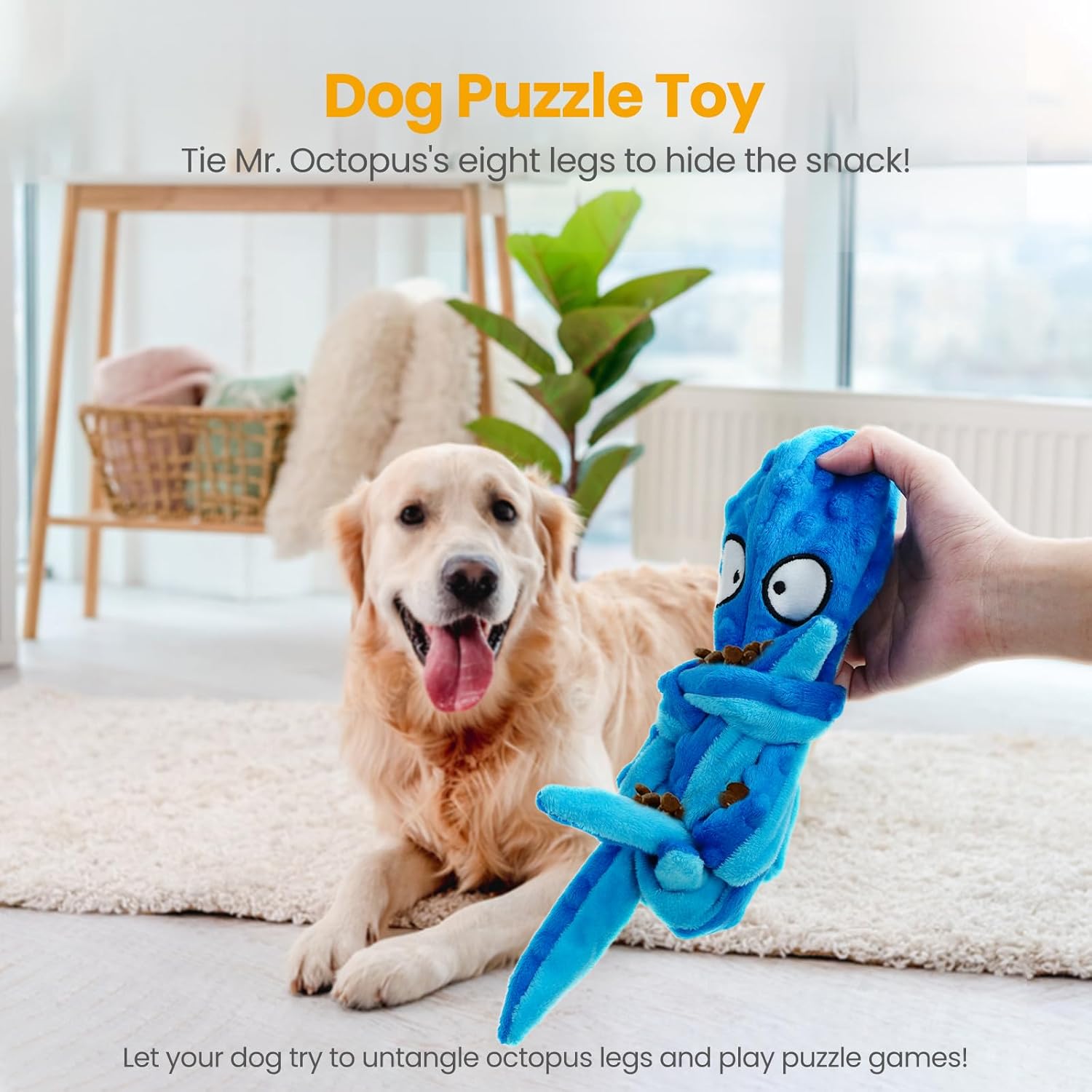 HGB Juguetes chirriantes para perros, pulpo sin relleno, juguetes g...