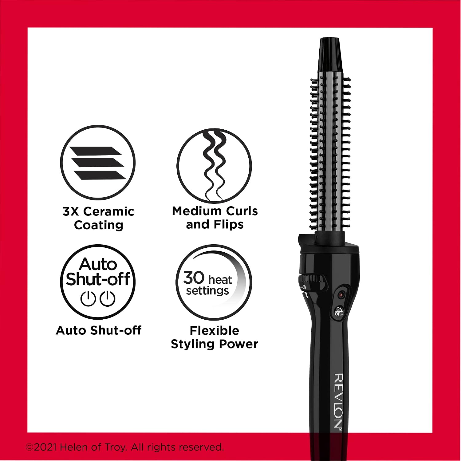 REVLON Perfect Heat - Cepillo para rizador de cerámica, negro, 3\/4...