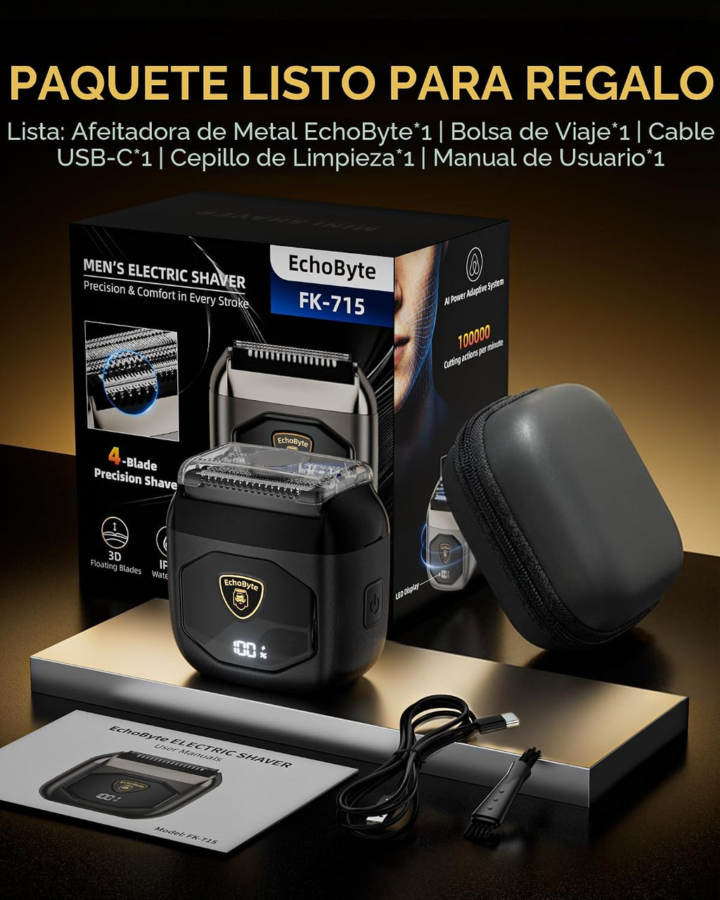 EchoByte Afeitadora eléctrica de metal completo para hombres: 4 cuc...