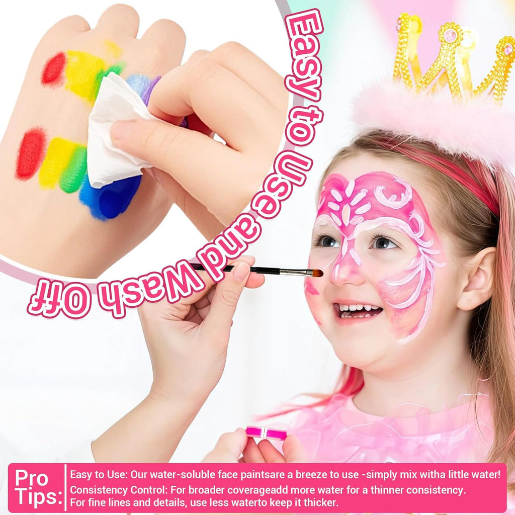 Ruihangda Kit de pintura facial de Halloween de 54 colores para niñ...