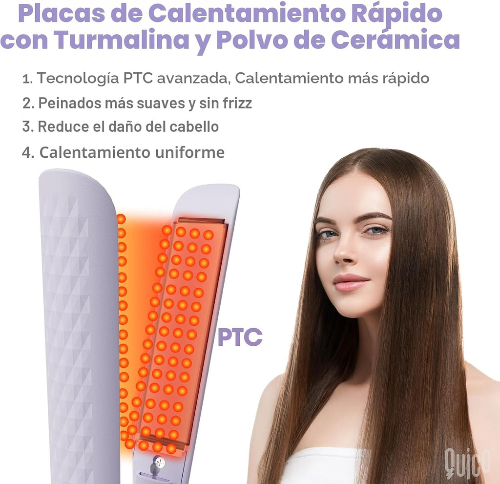 Quico Plancha para el cabello, alisadora de cabello de viaje global...