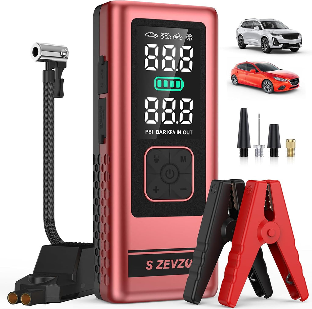 S ZEVZO Arrancador de coche con compresor de aire, 6000A 150PSI Jum...