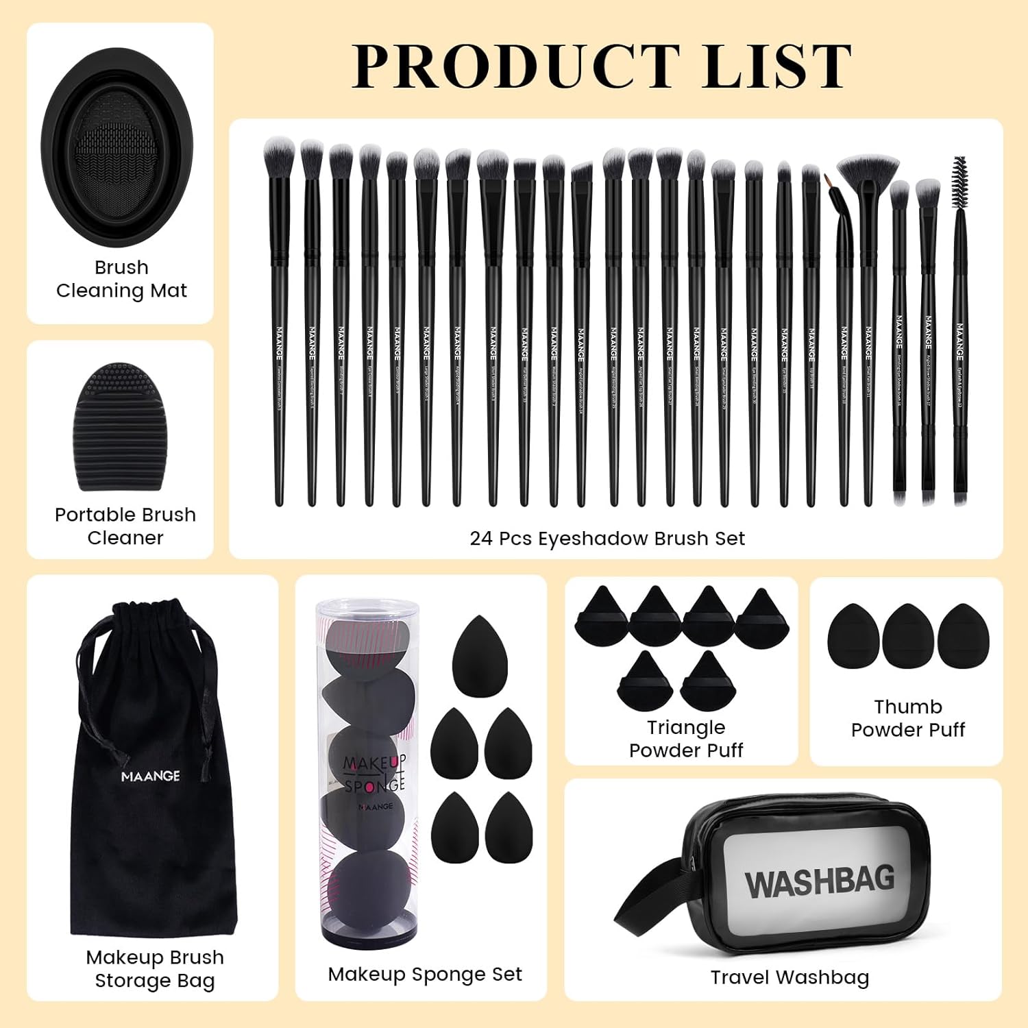 MAANGE Juego de 41 brochas de maquillaje de alta calidad, sintética...
