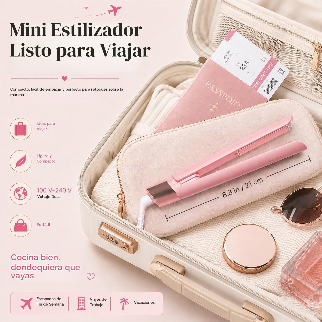Mini plancha plana de cerámica de 0.8 pulgadas, planchas pequeñas p...