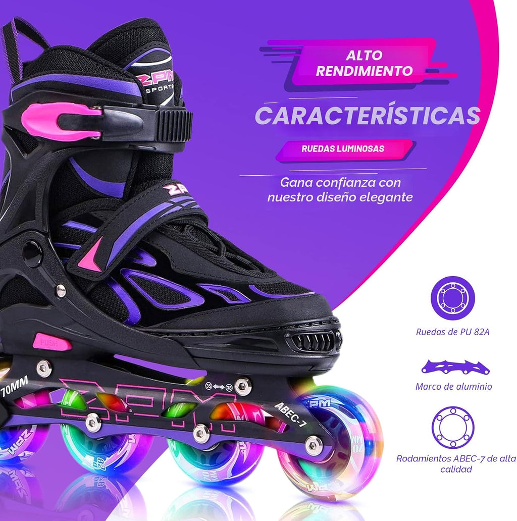 2PM SPORTS Vinal - Patines en línea ajustables intermitentes para n...